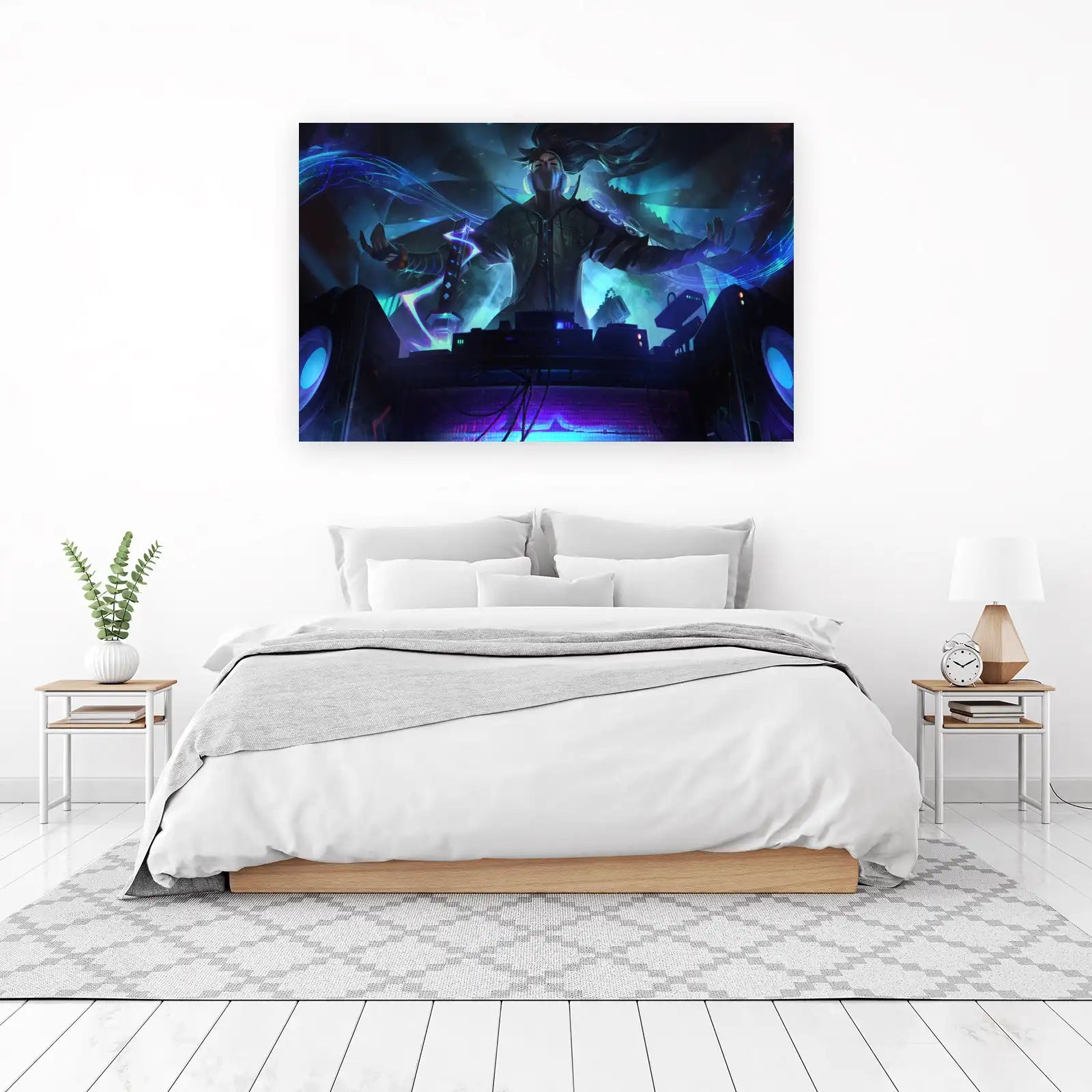 Neon DJ Samurai Wall Art