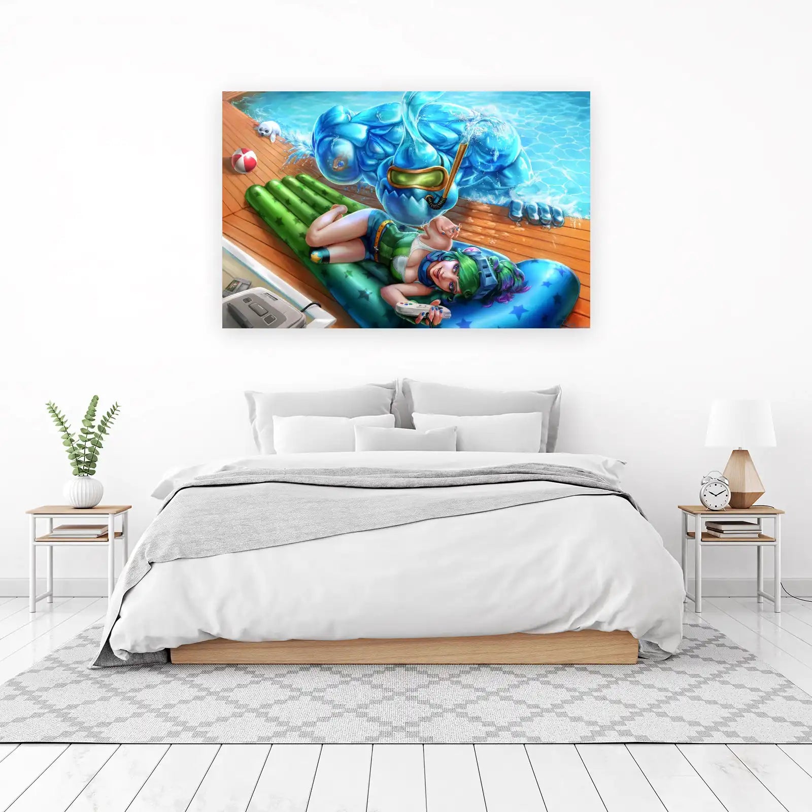 Gamer Girl Pool Vibes Fantasy Wall Art