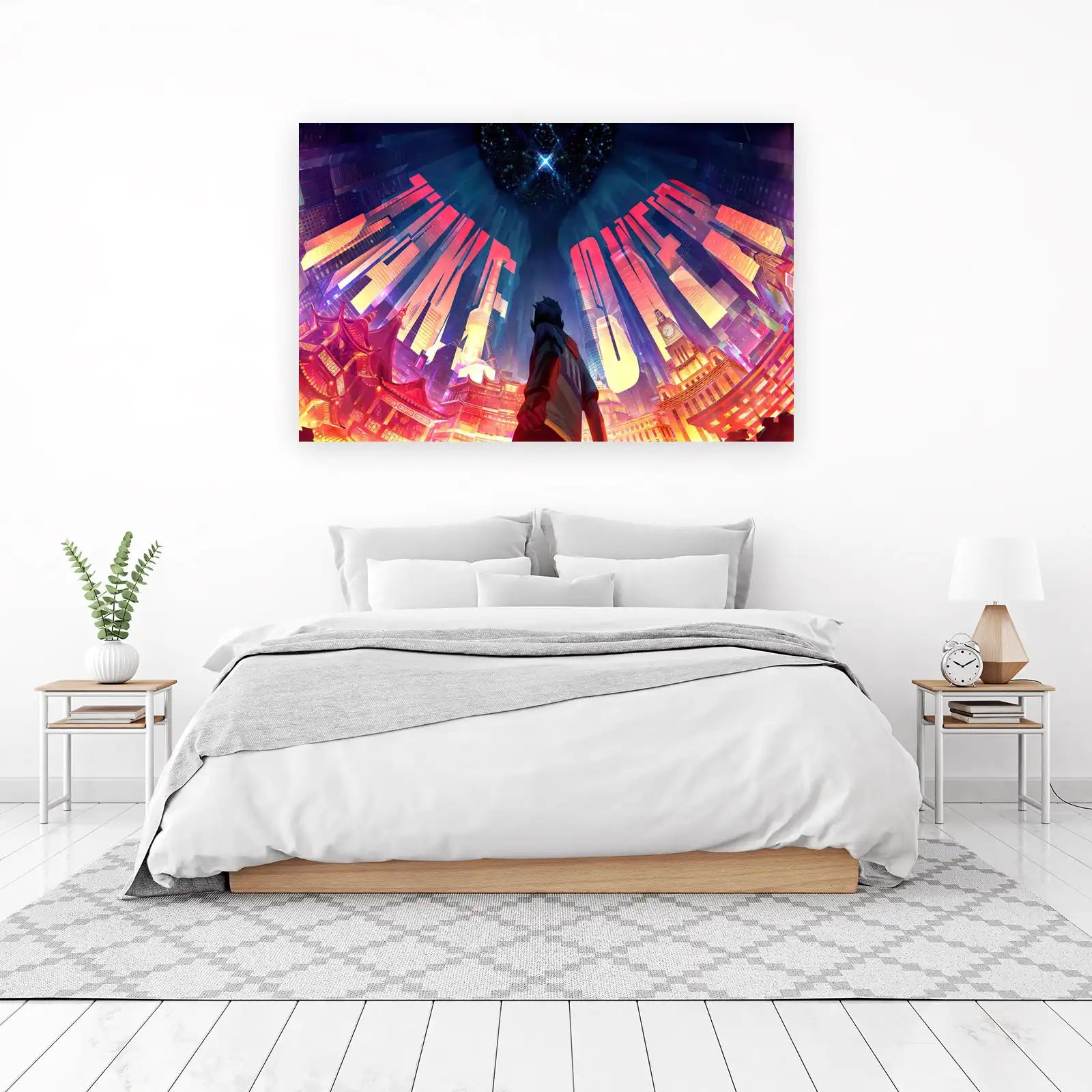 Cyberpunk Cityscape Anime Art Wall Art