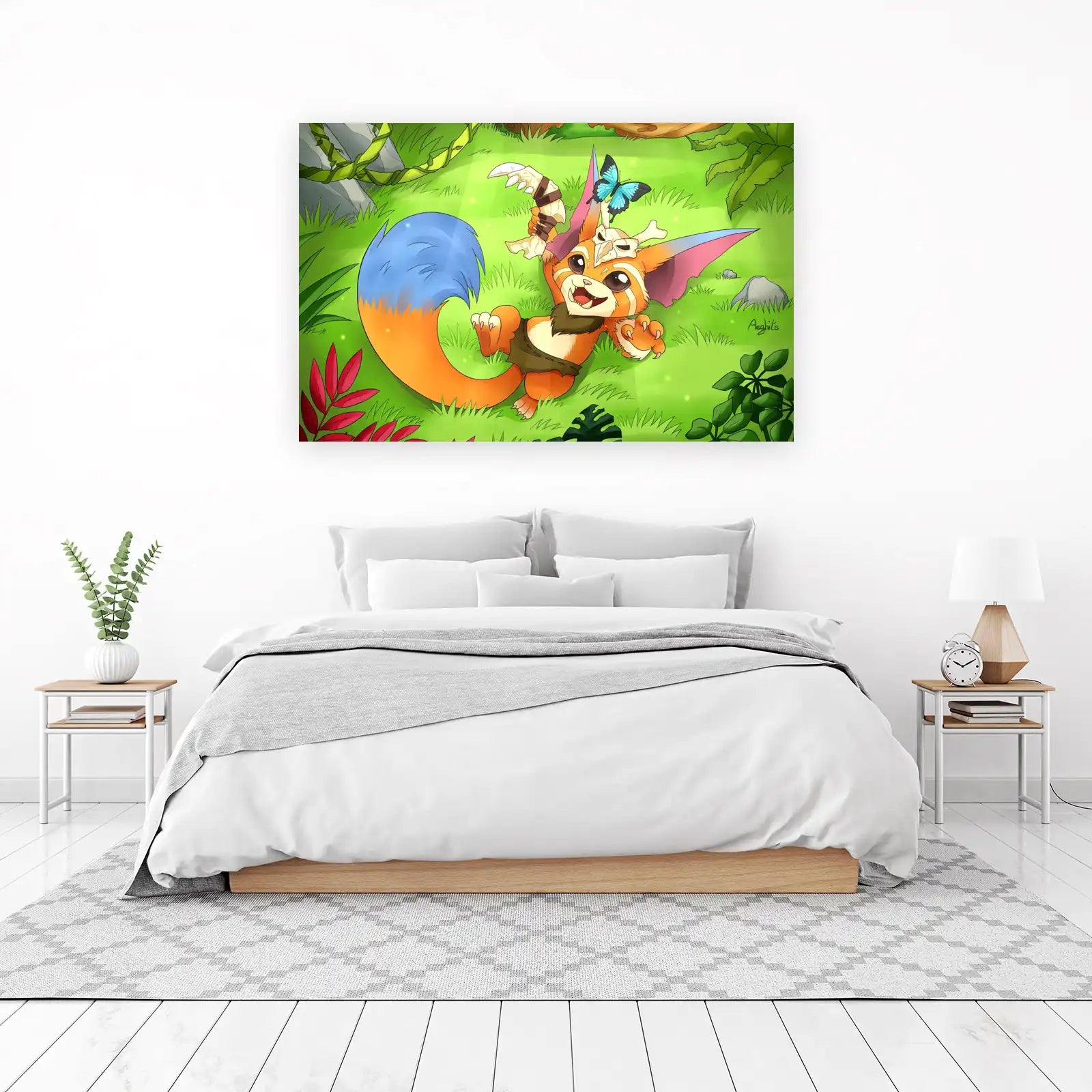 Cute Foxy Gamer Character Art Wall Art