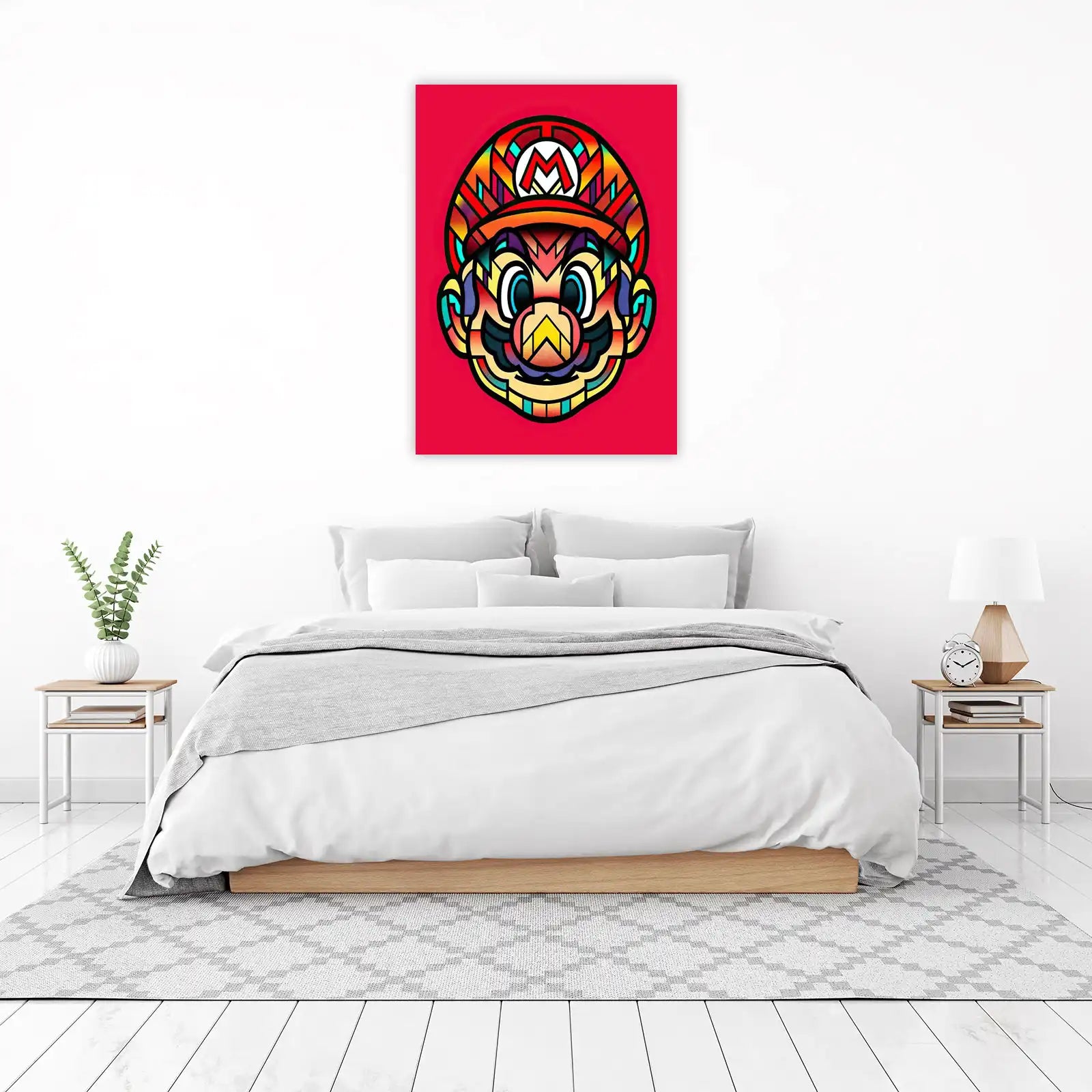 Vibrant Geometric Mario Wall Art