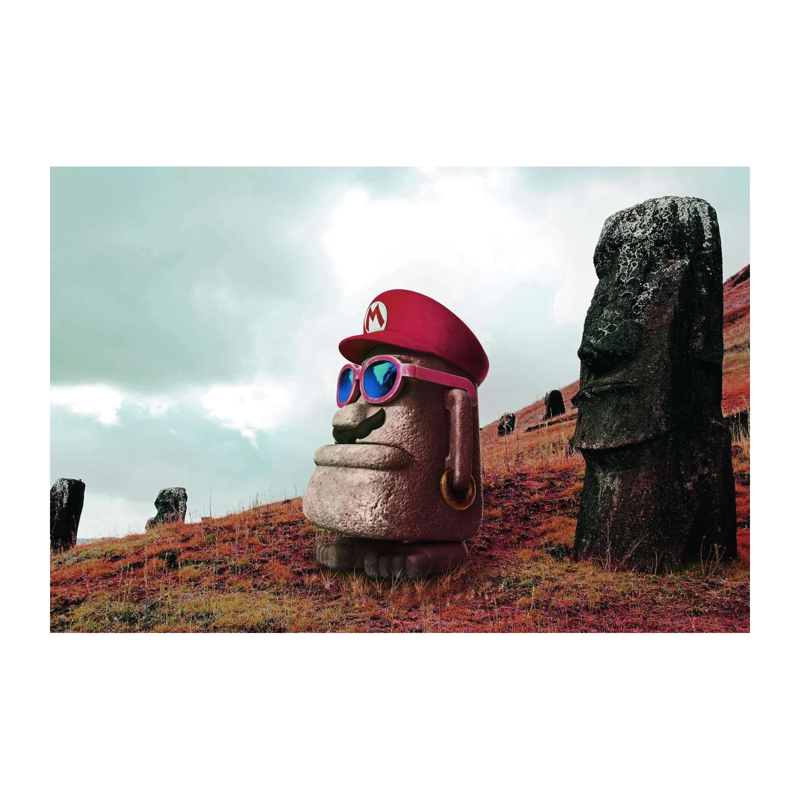 Meme Moai Mario Fun Wall Art