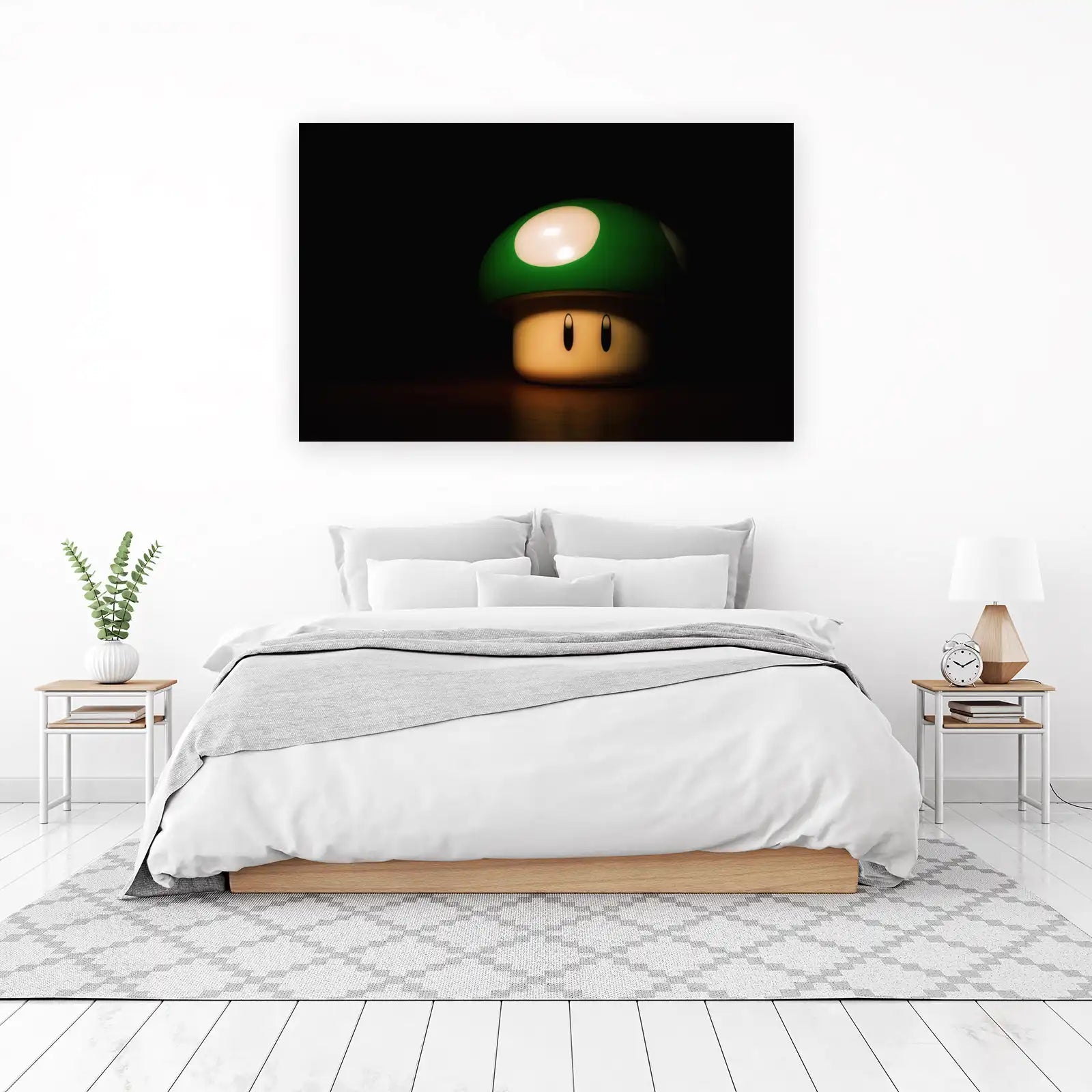 Retro Mushroom Glow: Iconic Game Room Wall Art