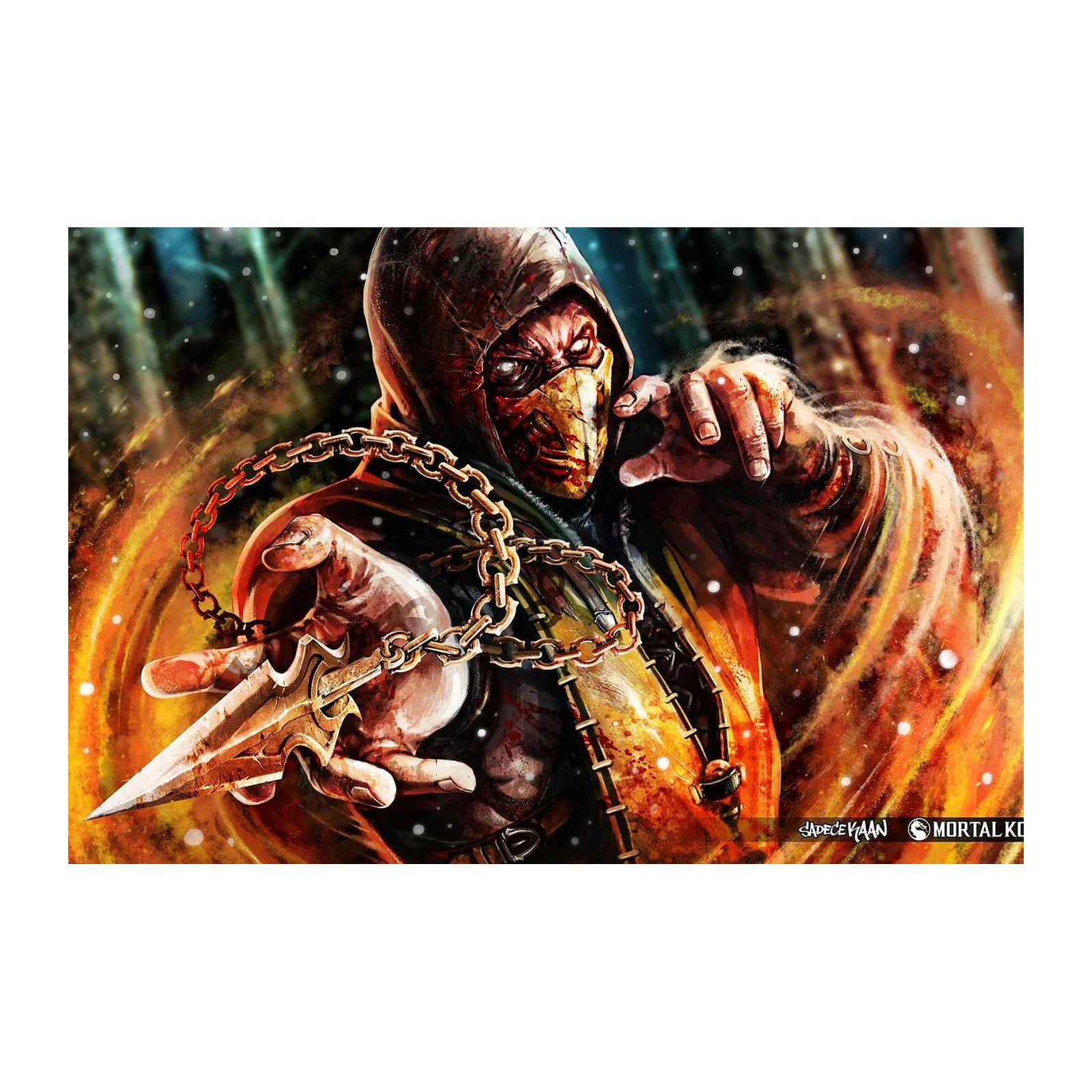 Scorpion Mortal Kombat Fiery Kunai Wall Art