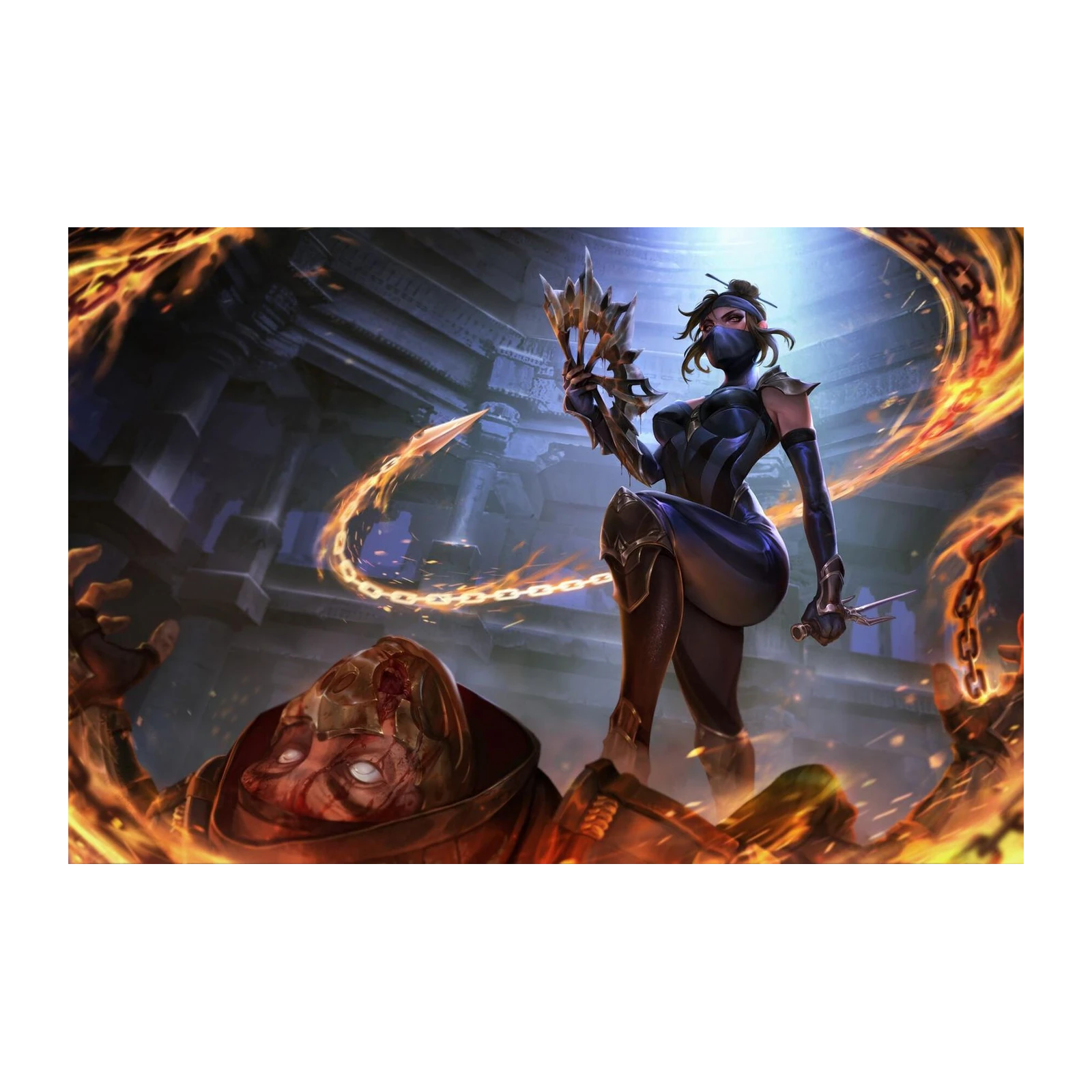 Fiery Assassin Ninja Fan Blade Wall Art