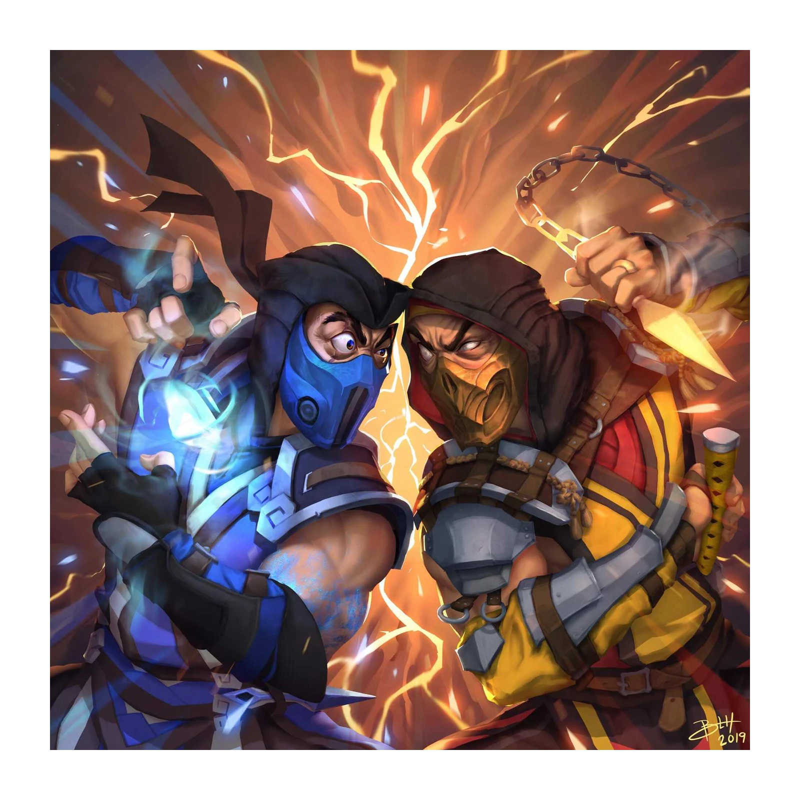 Sub Zero vs Scorpion Epic Battle Wall Art
