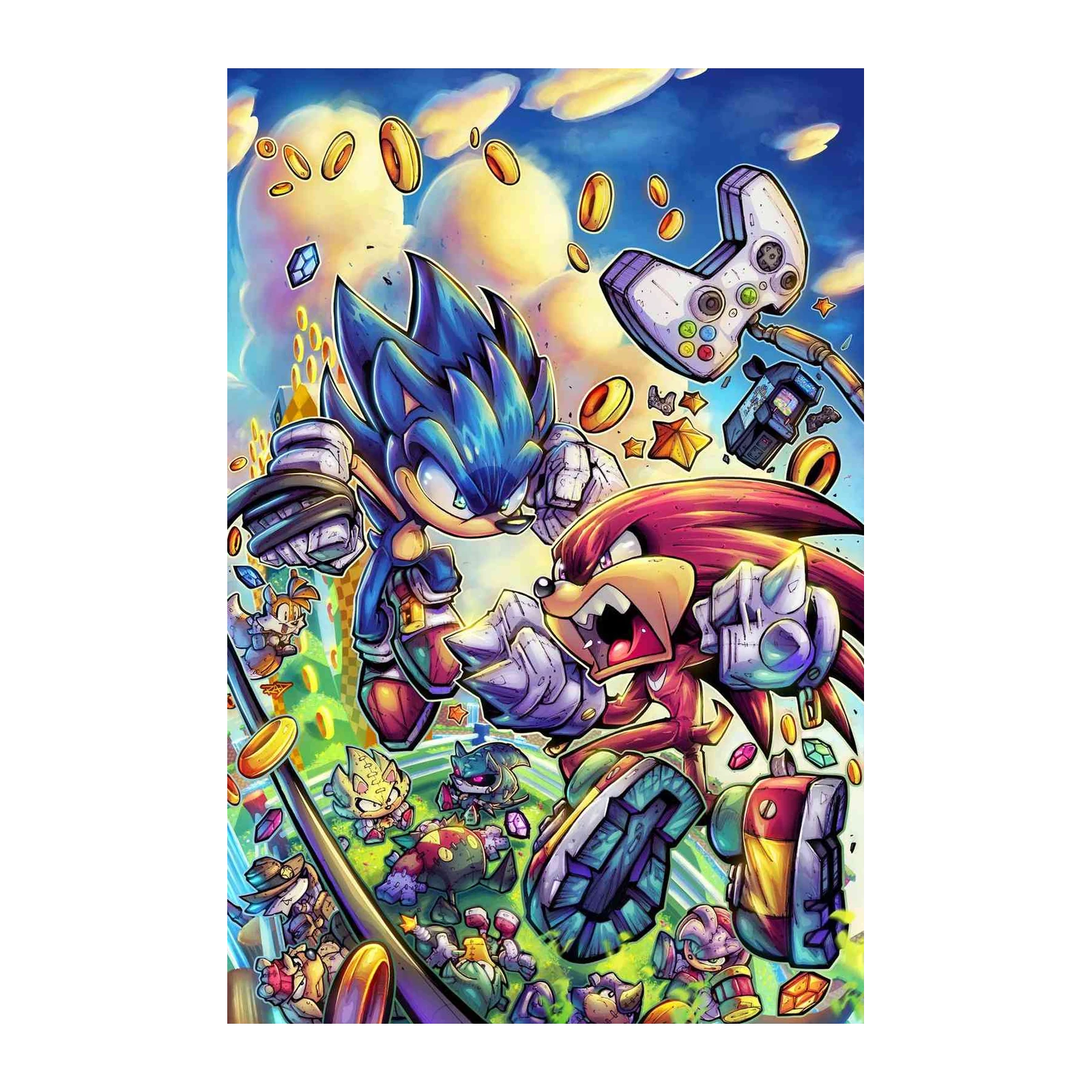 Sonic vs Knuckles Epic Battle Wall Art