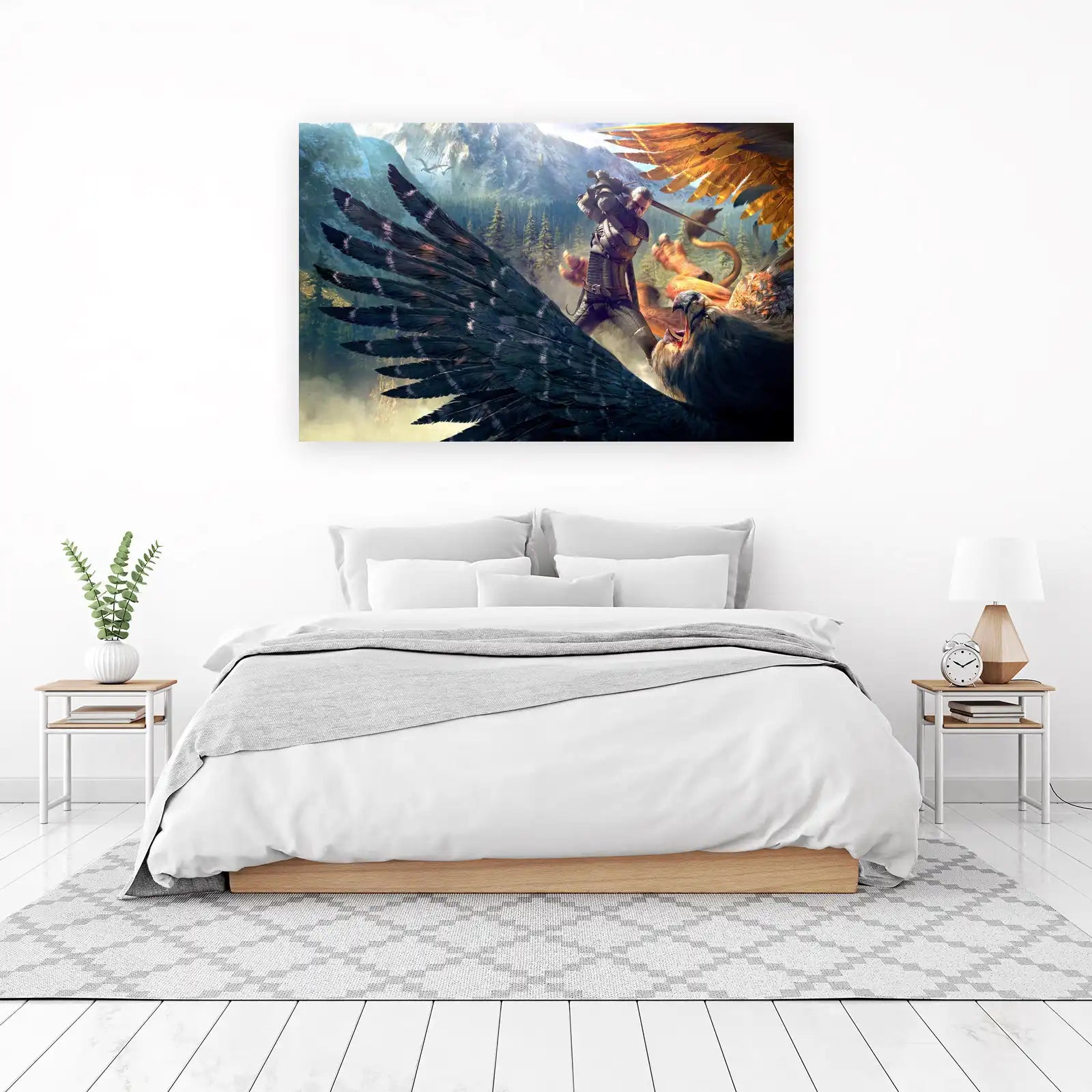 Epic Griffin Battle Witcher Wolf School Wall Art