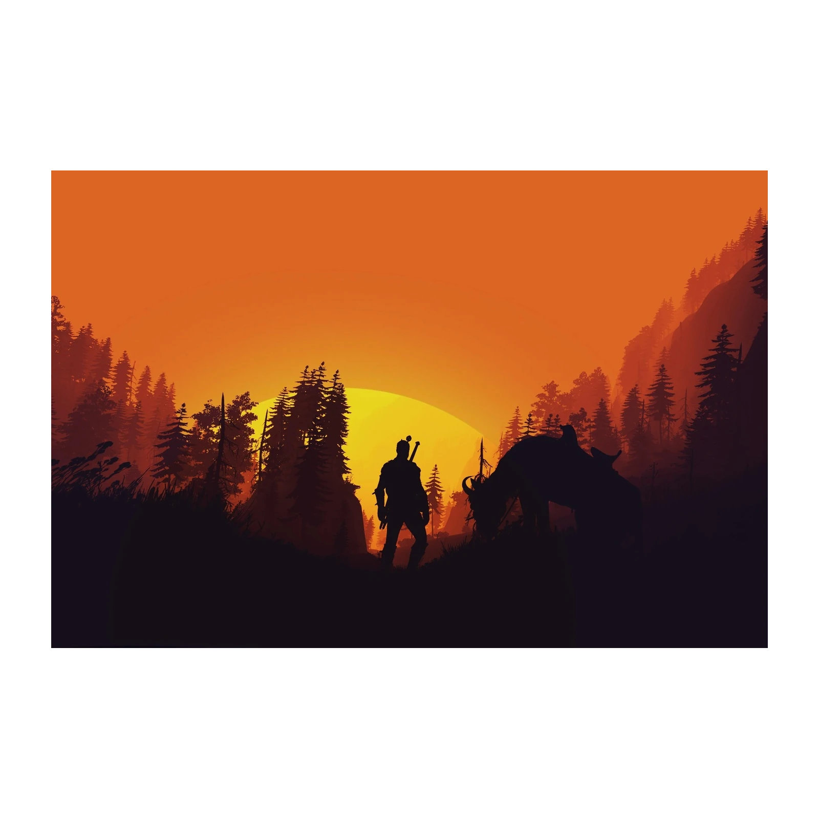 Epic Sunset Hunter & Beast Wall Art