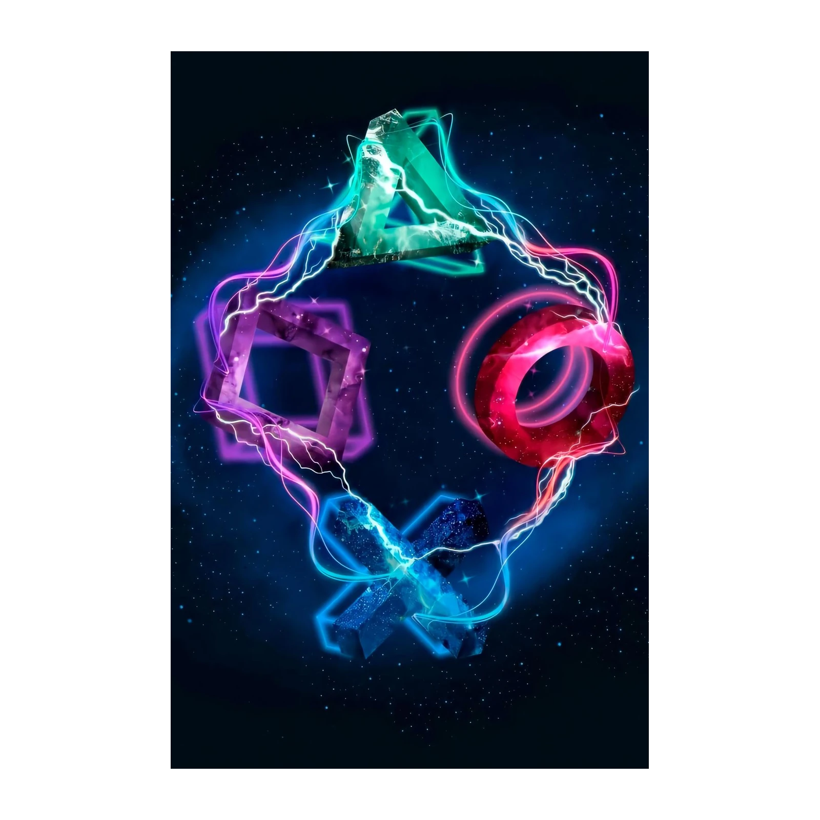 Neon Game Symbols Crystal Wall Art