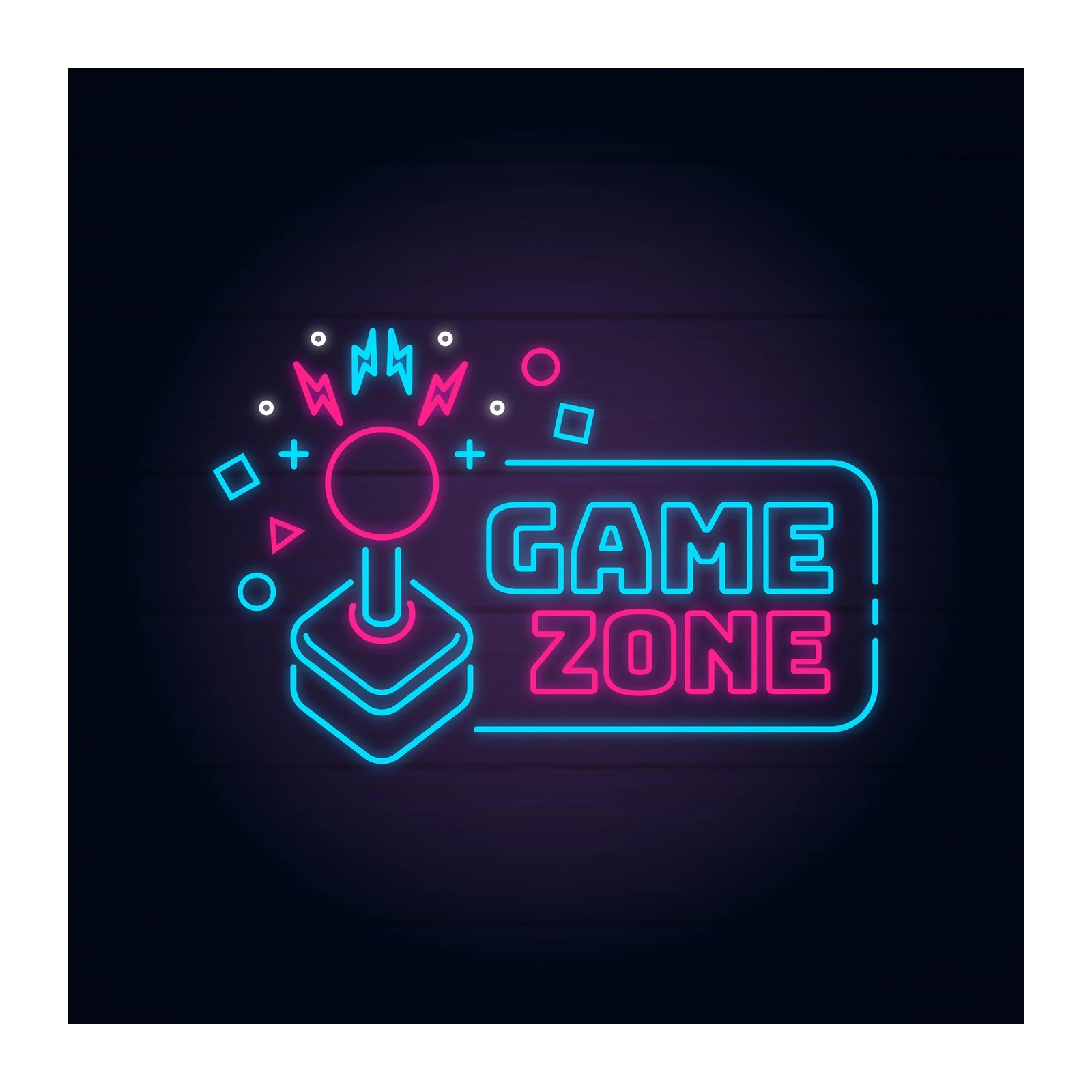Neon Retro Joystick Game Zone Wall Art