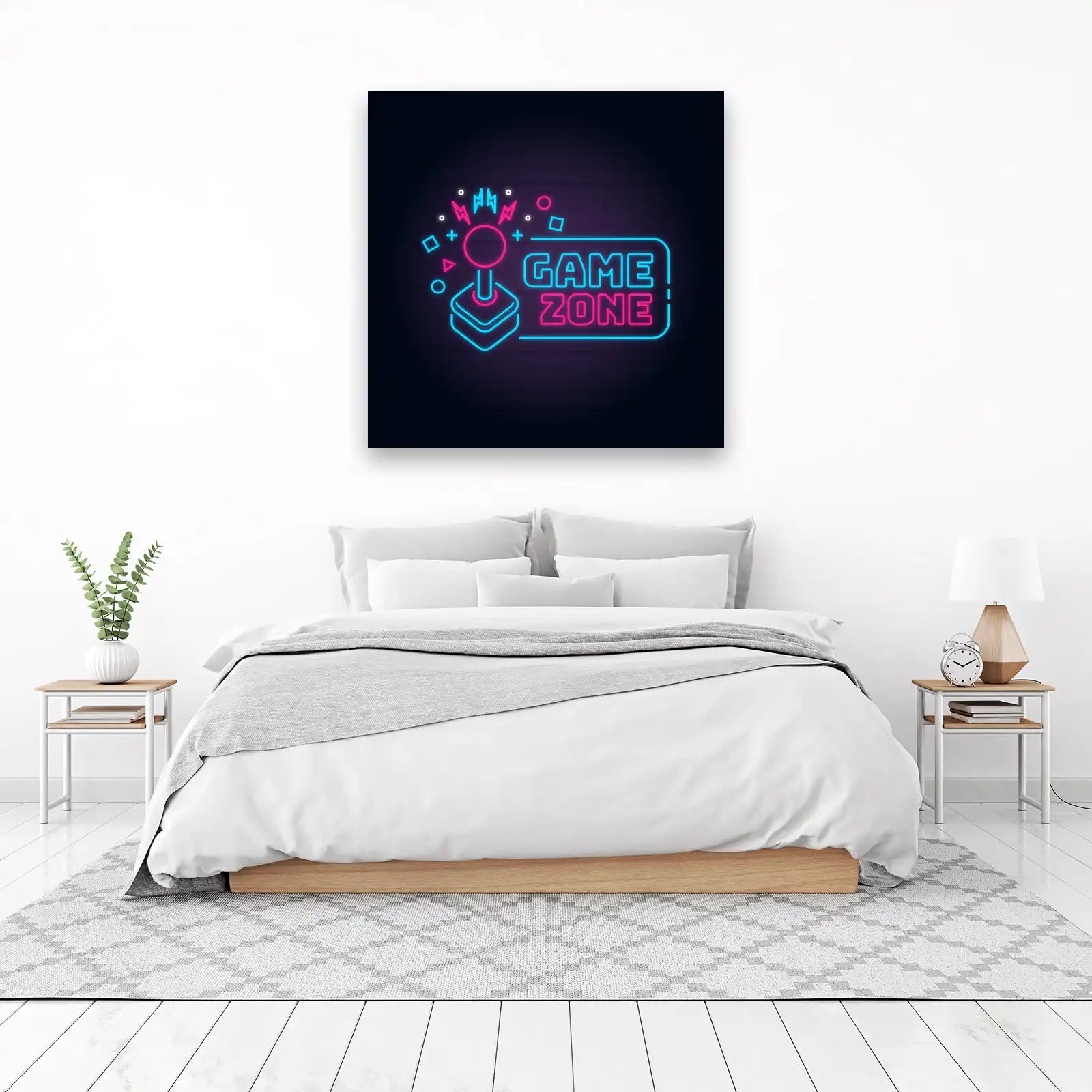 Neon Retro Joystick Game Zone Wall Art