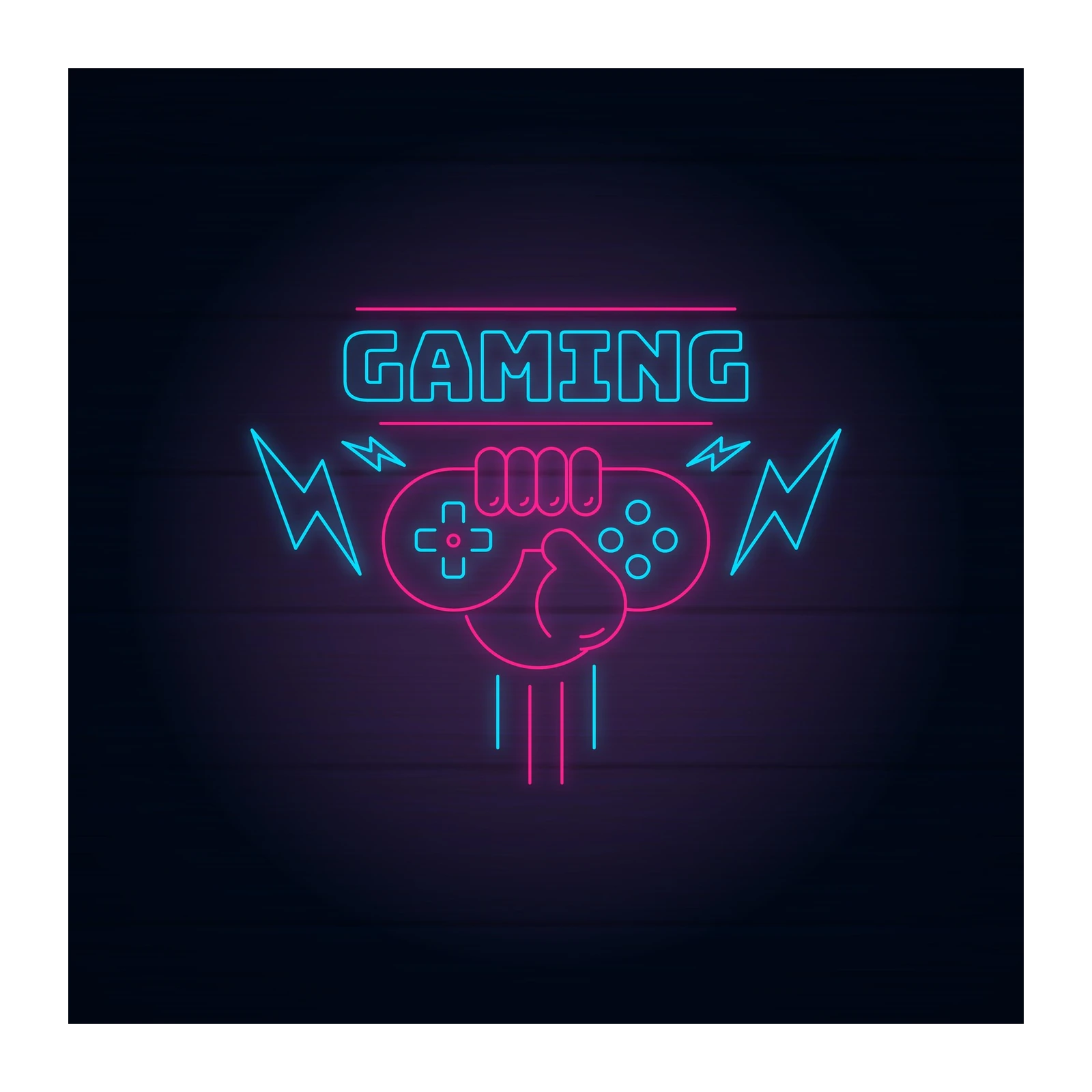 Neon Gaming Controller Wall Art