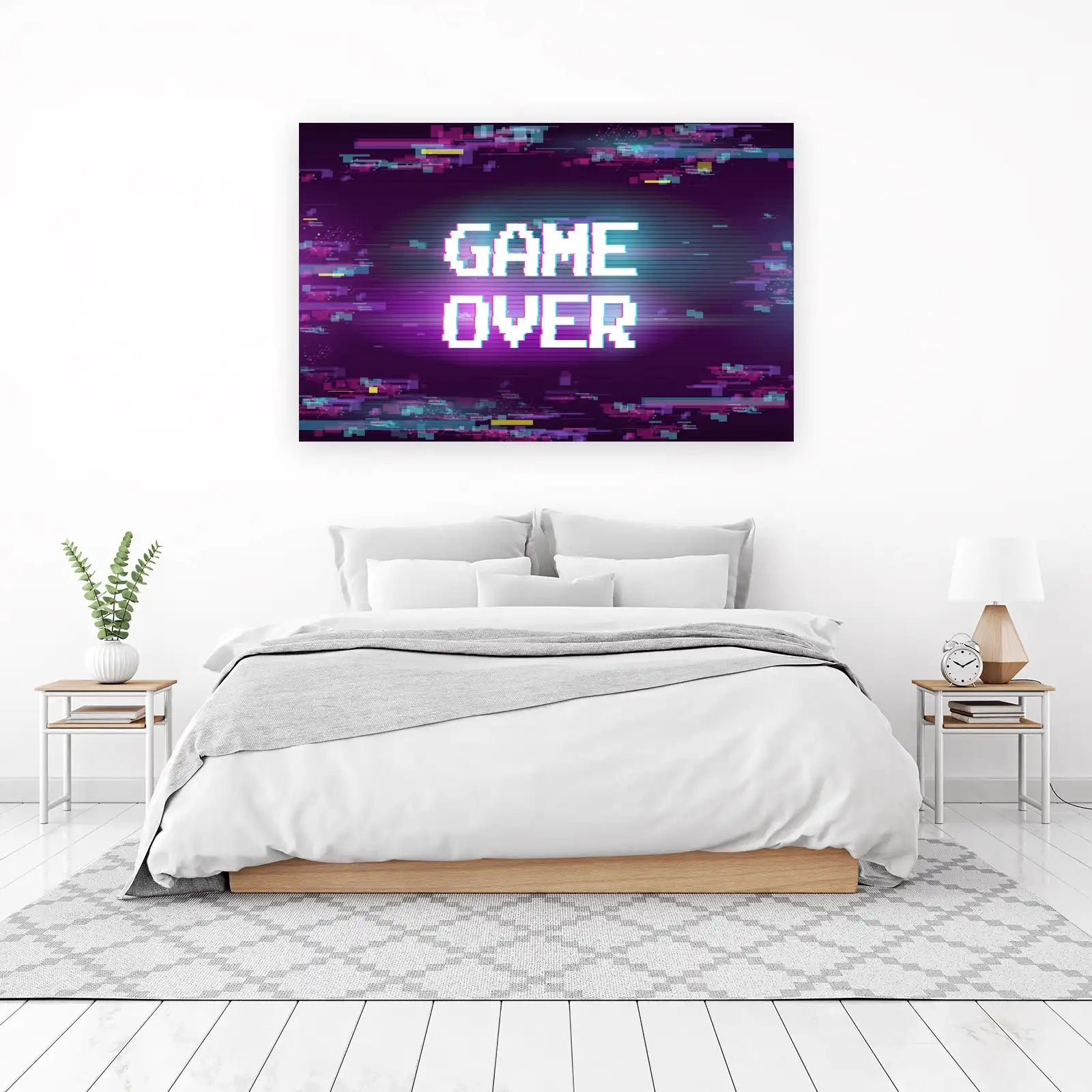 Glitchy Game Over Retro Pixel Art Wall Art