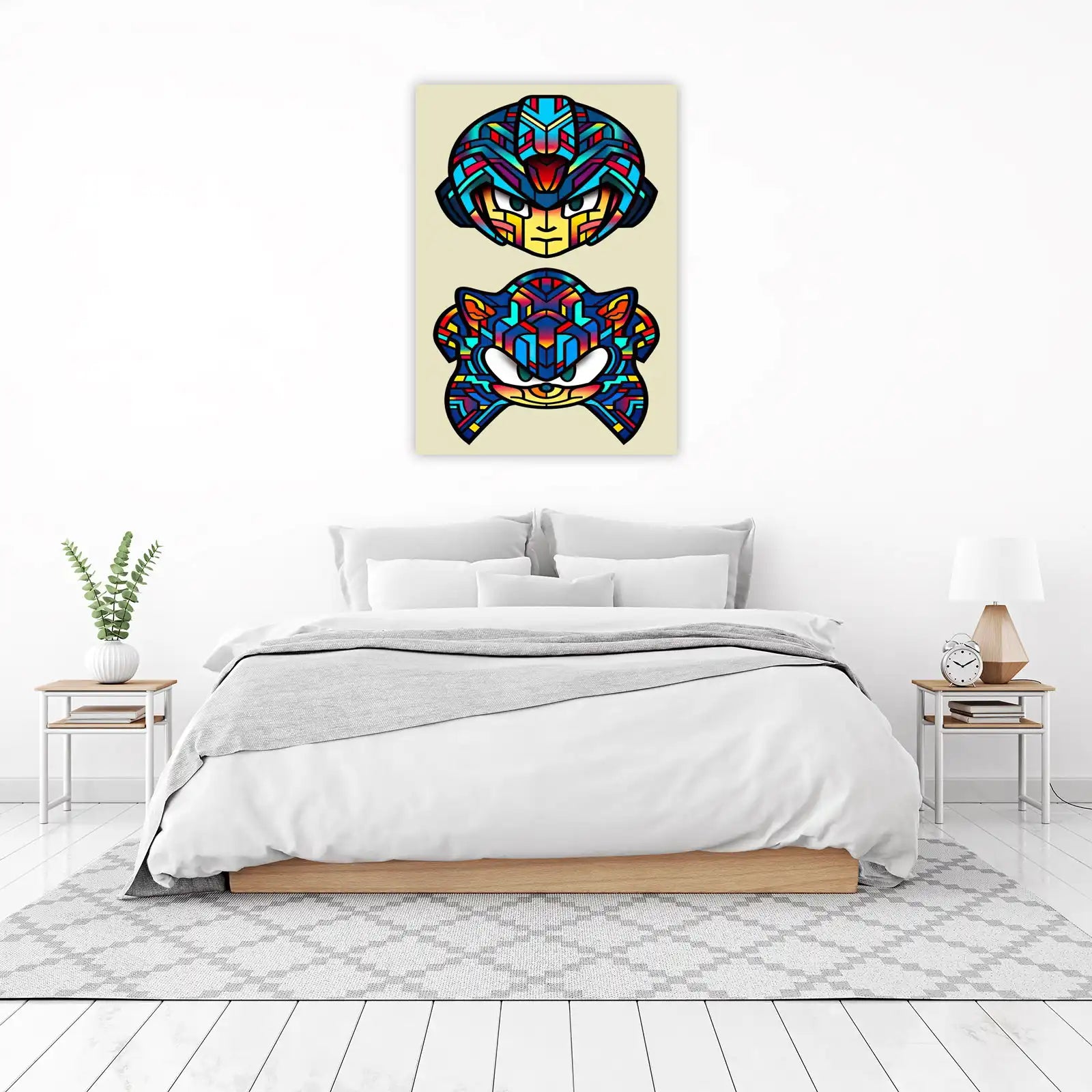 Retro Gaming Duo Stained Glass Wall Art