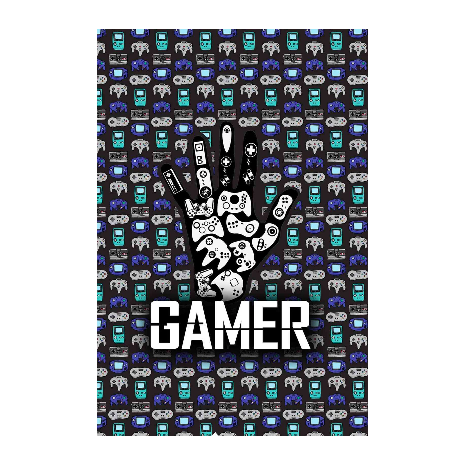 Gamer Hand Retro Controllers Wall Art