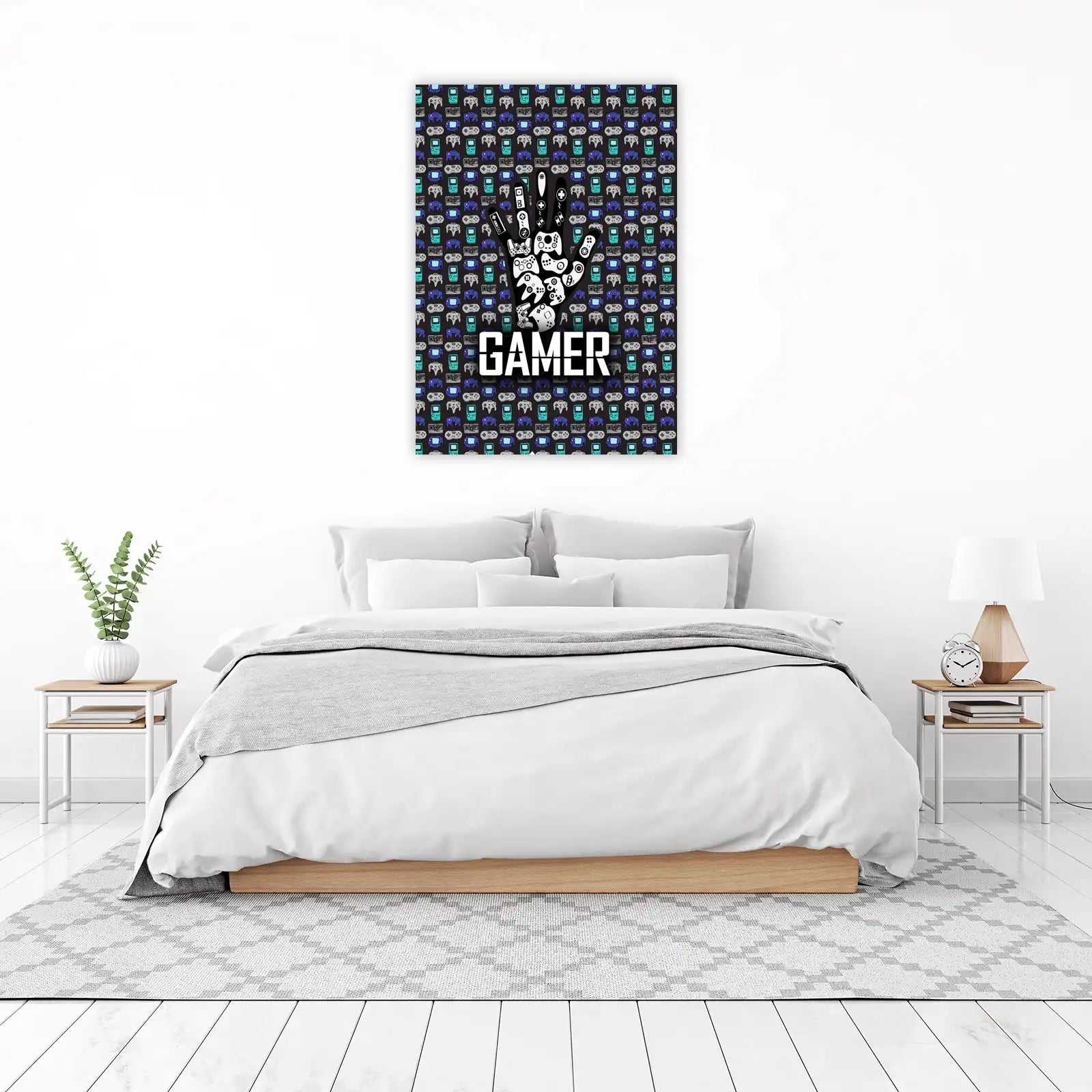 Gamer Hand Retro Controllers Wall Art