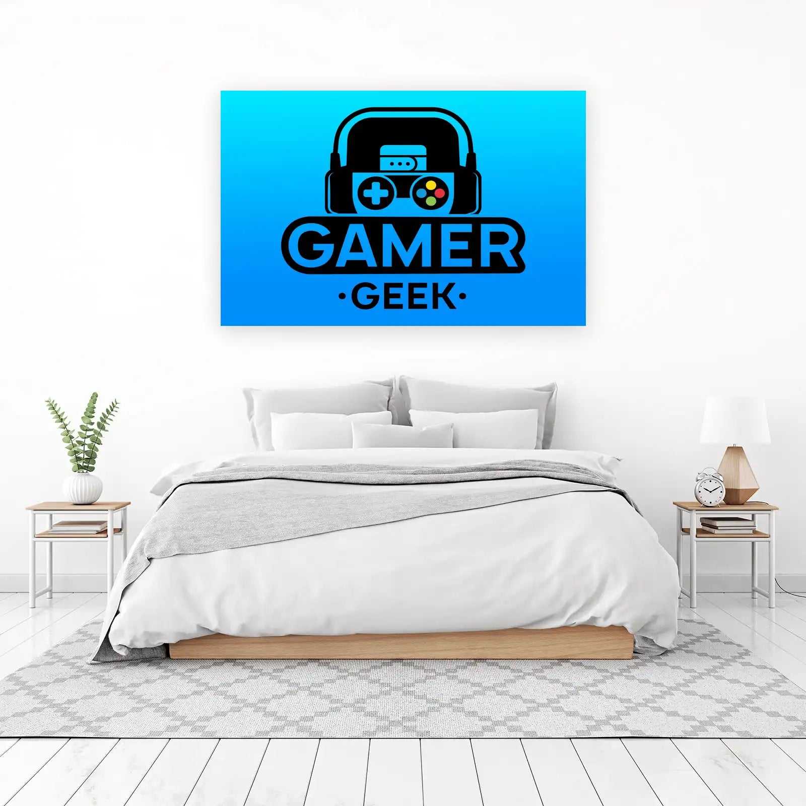 Gamer Geek Logo Blue Gaming Wall Art