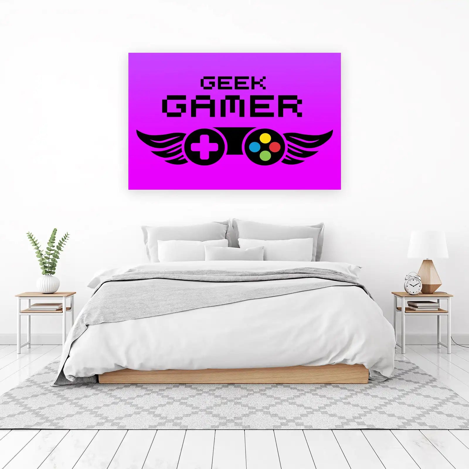 Retro Geek Gamer Wings Wall Art