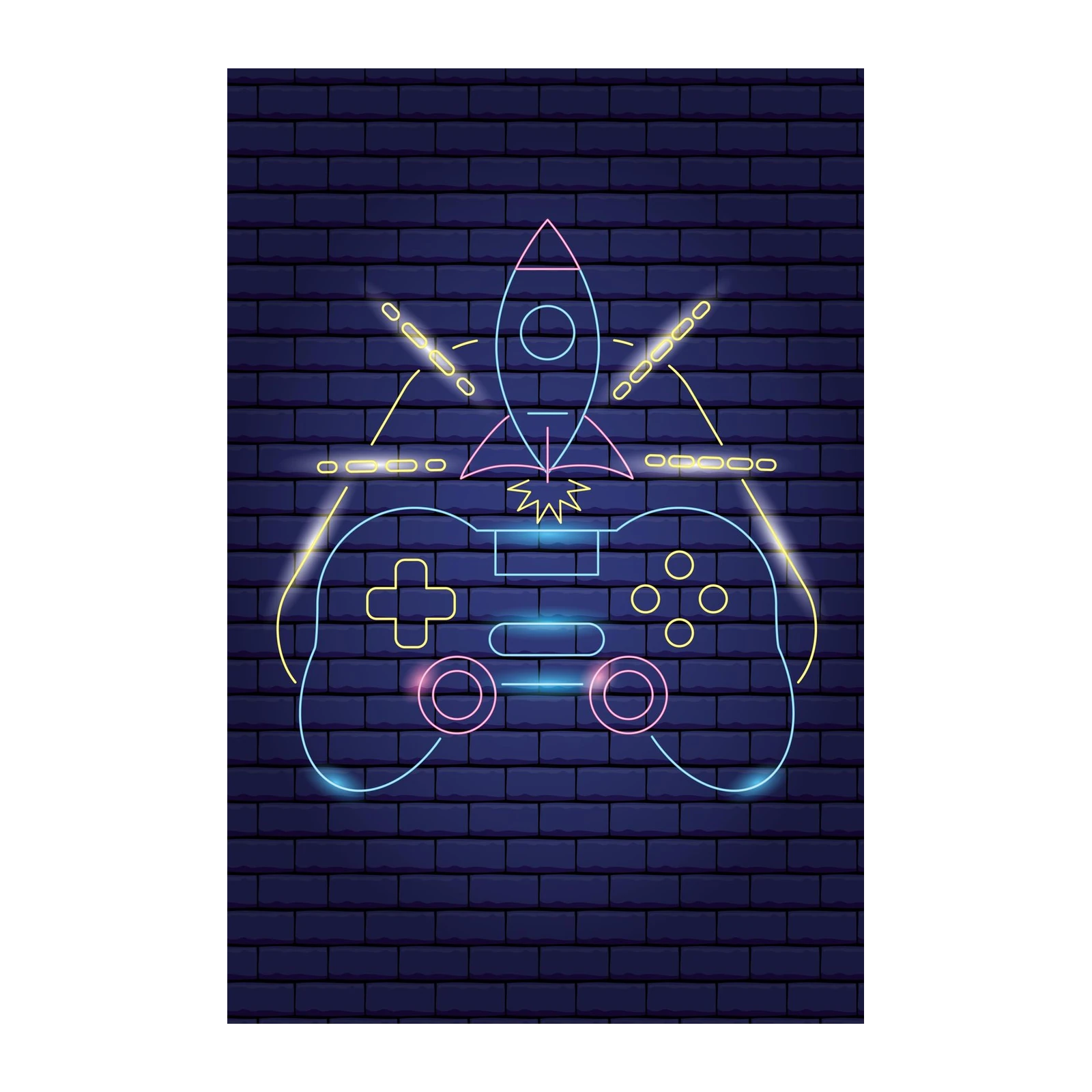 Neon Rocket & Gamepad Wall Art