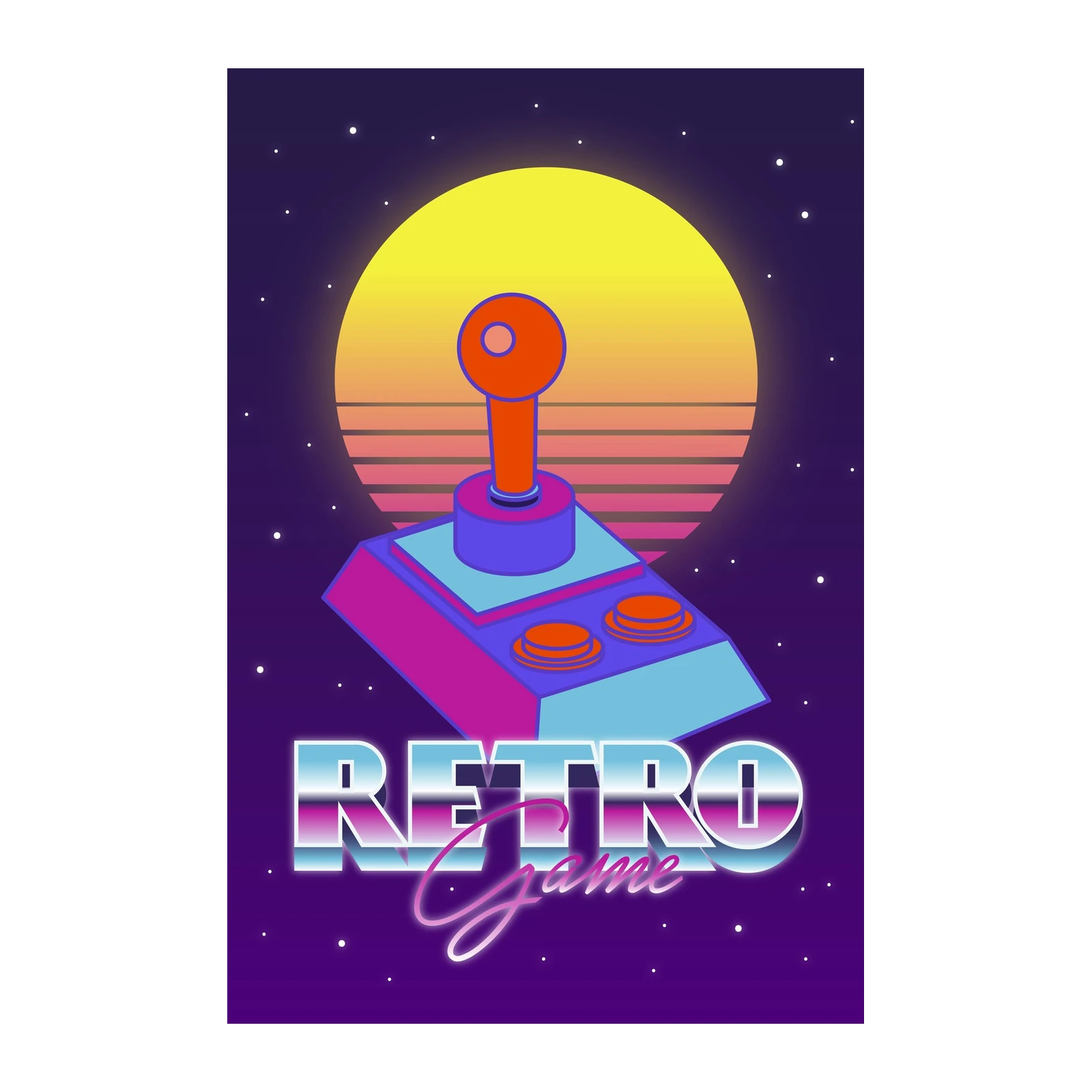 Retro Arcade Joystick Sunset Wall Art