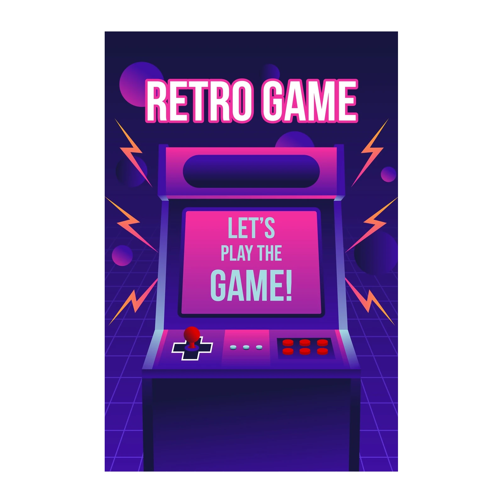 Retro Arcade Game Neon Wall Art