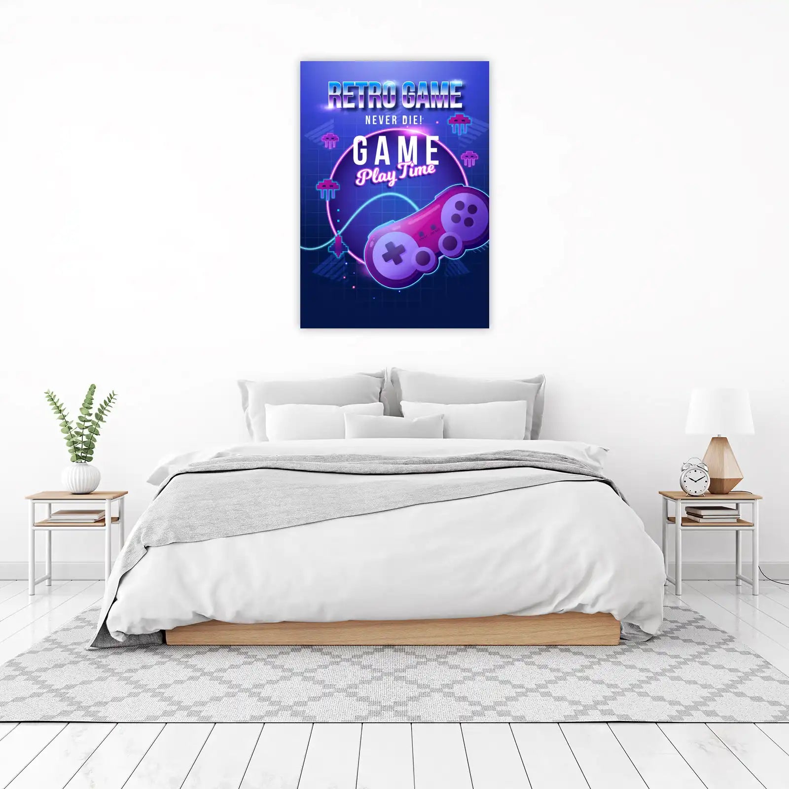 Retro Game Never Die Neon Controller Wall Art