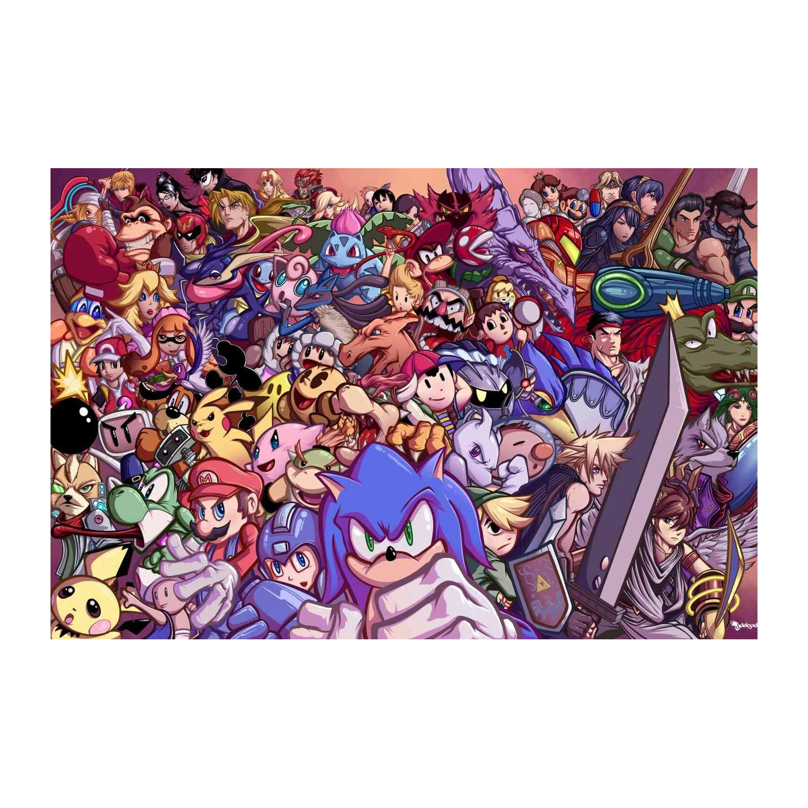 Epic Smash Bros Character Collage Wall Art