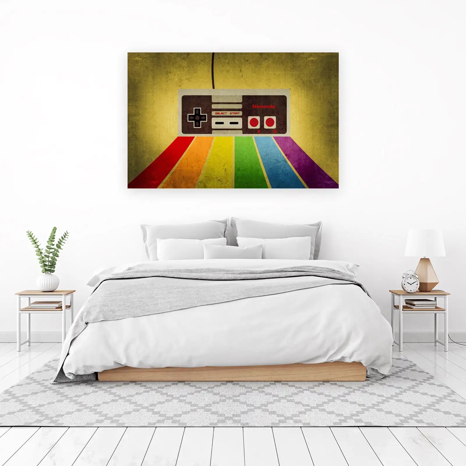 Retro NES Controller Rainbow Wall Art