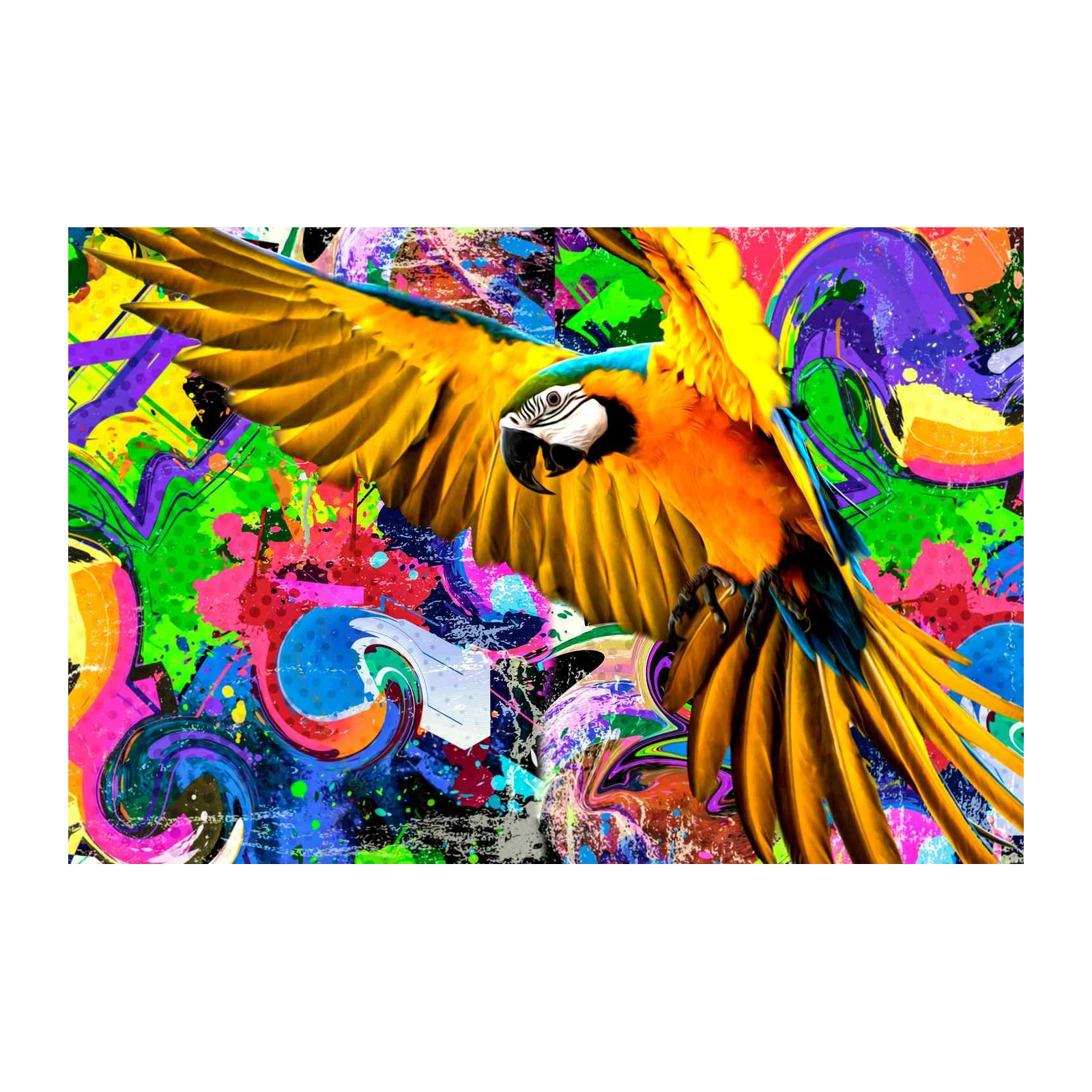 Vibrant Parrot Graffiti Wall Art
