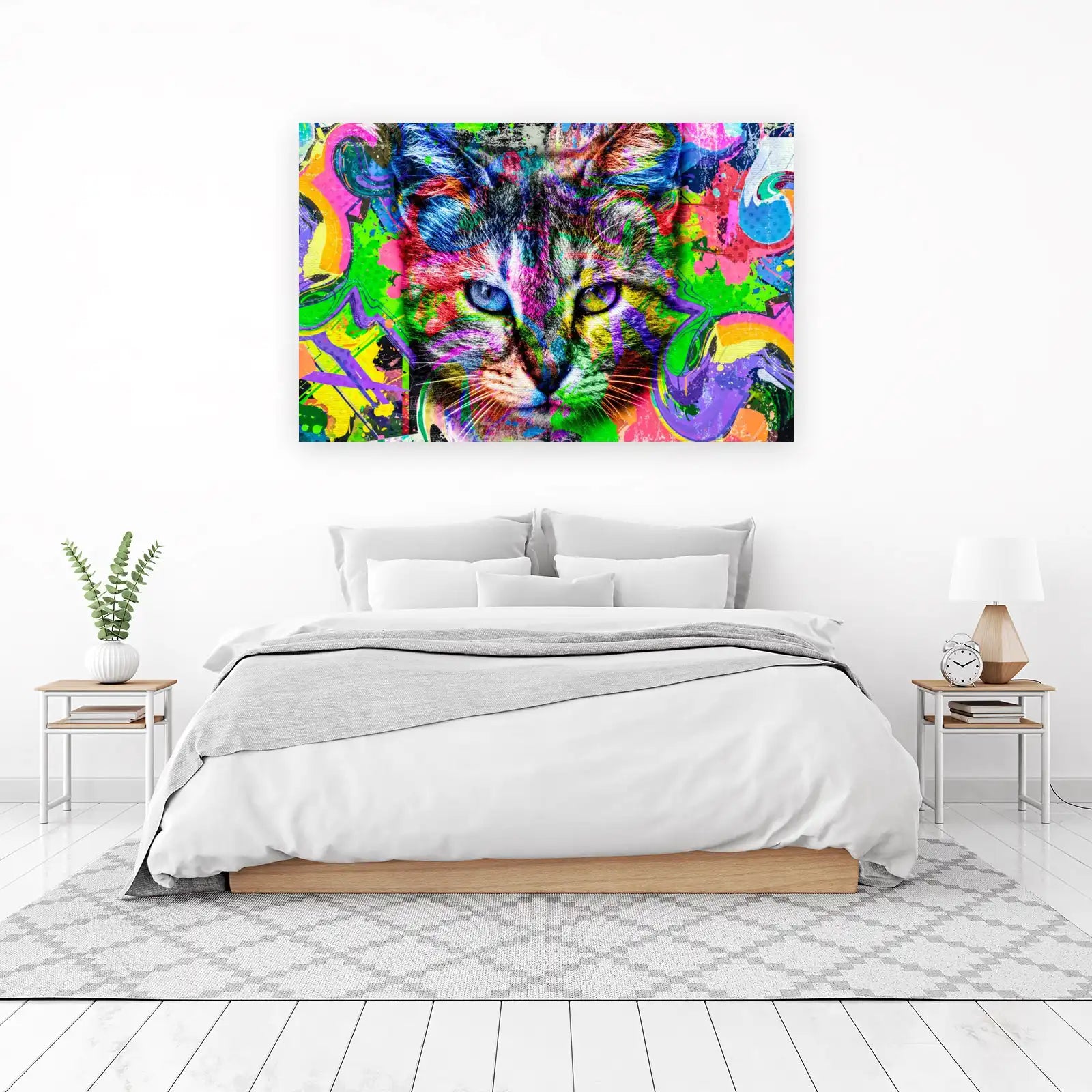 Vibrant Graffiti Cat Wall Art