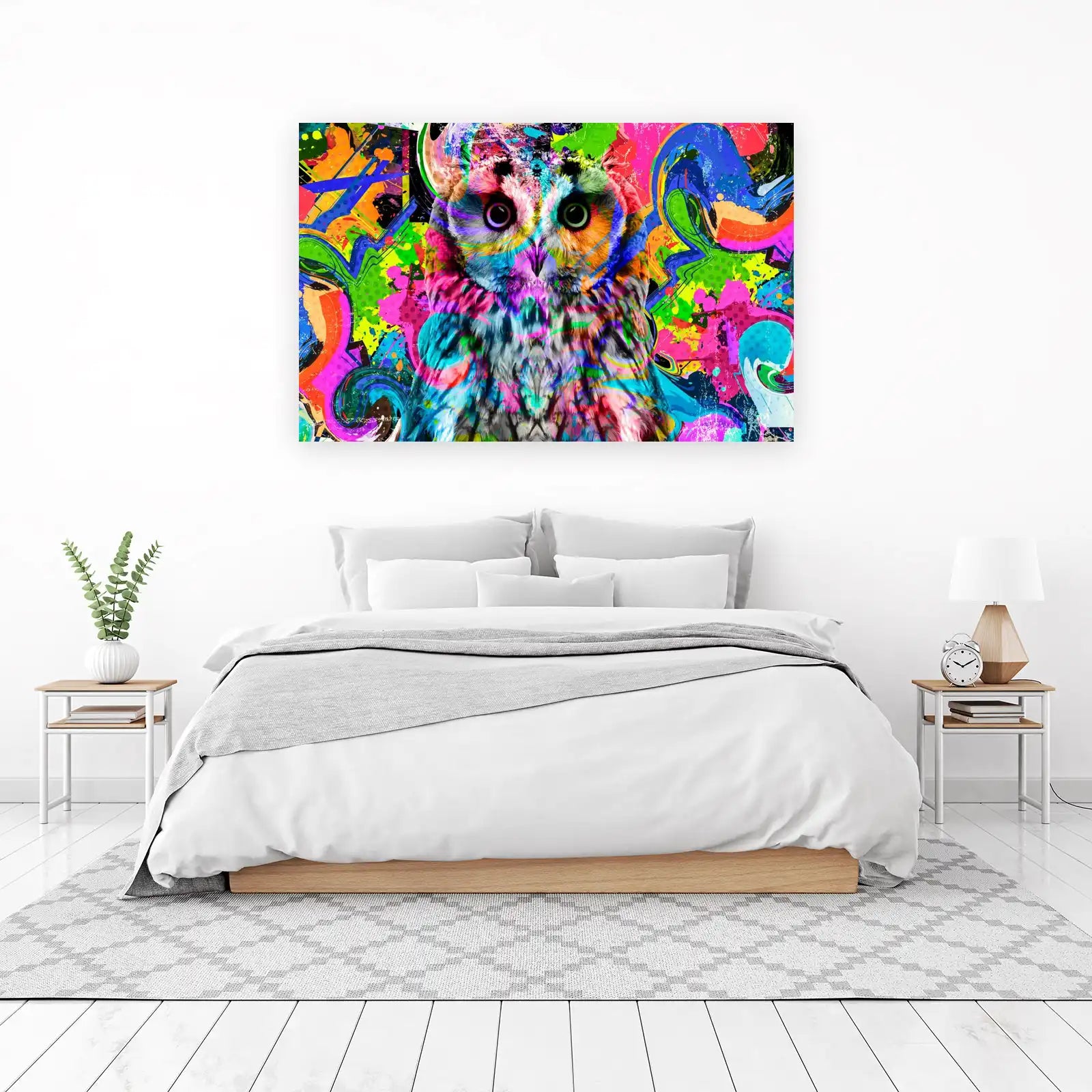 Vibrant Owl Graffiti Art Wall Art