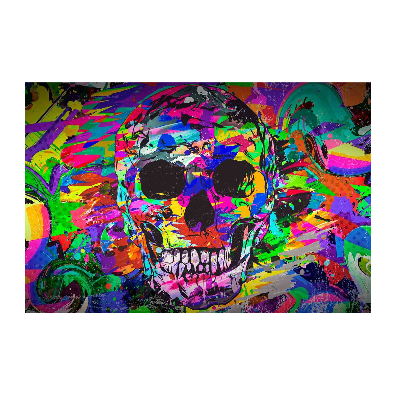 Vibrant Skull Graffiti Art Wall Art