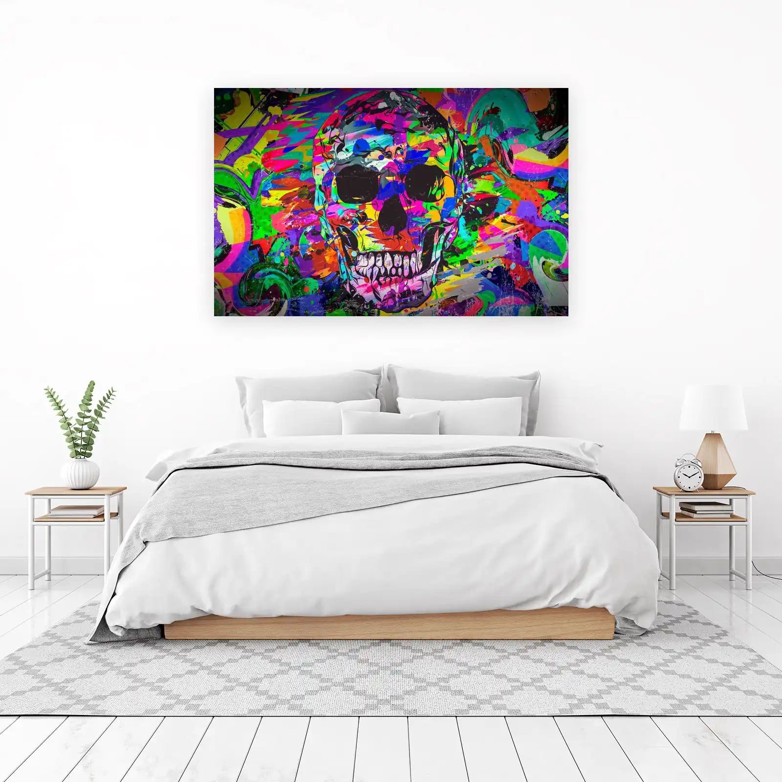 Vibrant Skull Graffiti Art Wall Art
