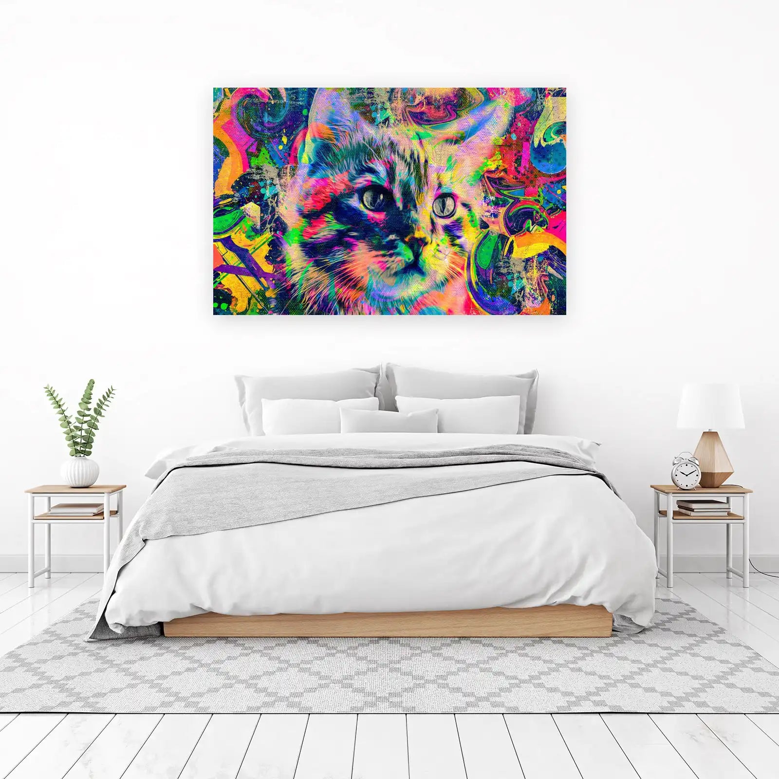Vibrant Cat Psychedelic Art Wall Art