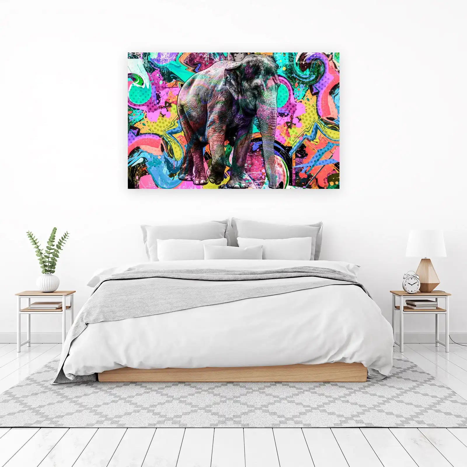 Vibrant Graffiti Elephant Wall Art Art