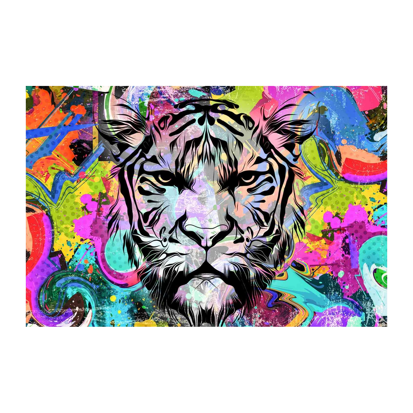 Vibrant Tiger Graffiti Art Wall Art