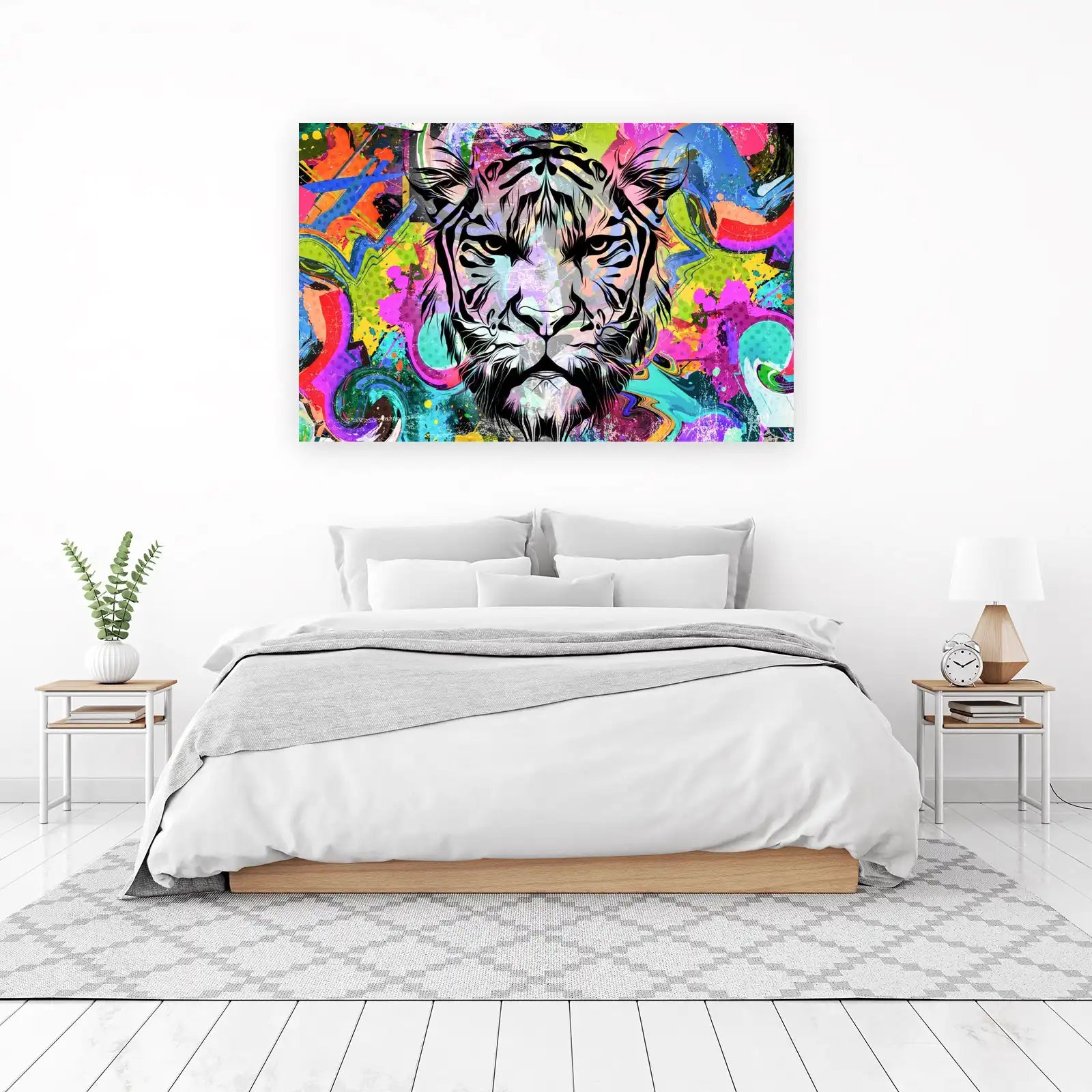 Vibrant Tiger Graffiti Art Wall Art