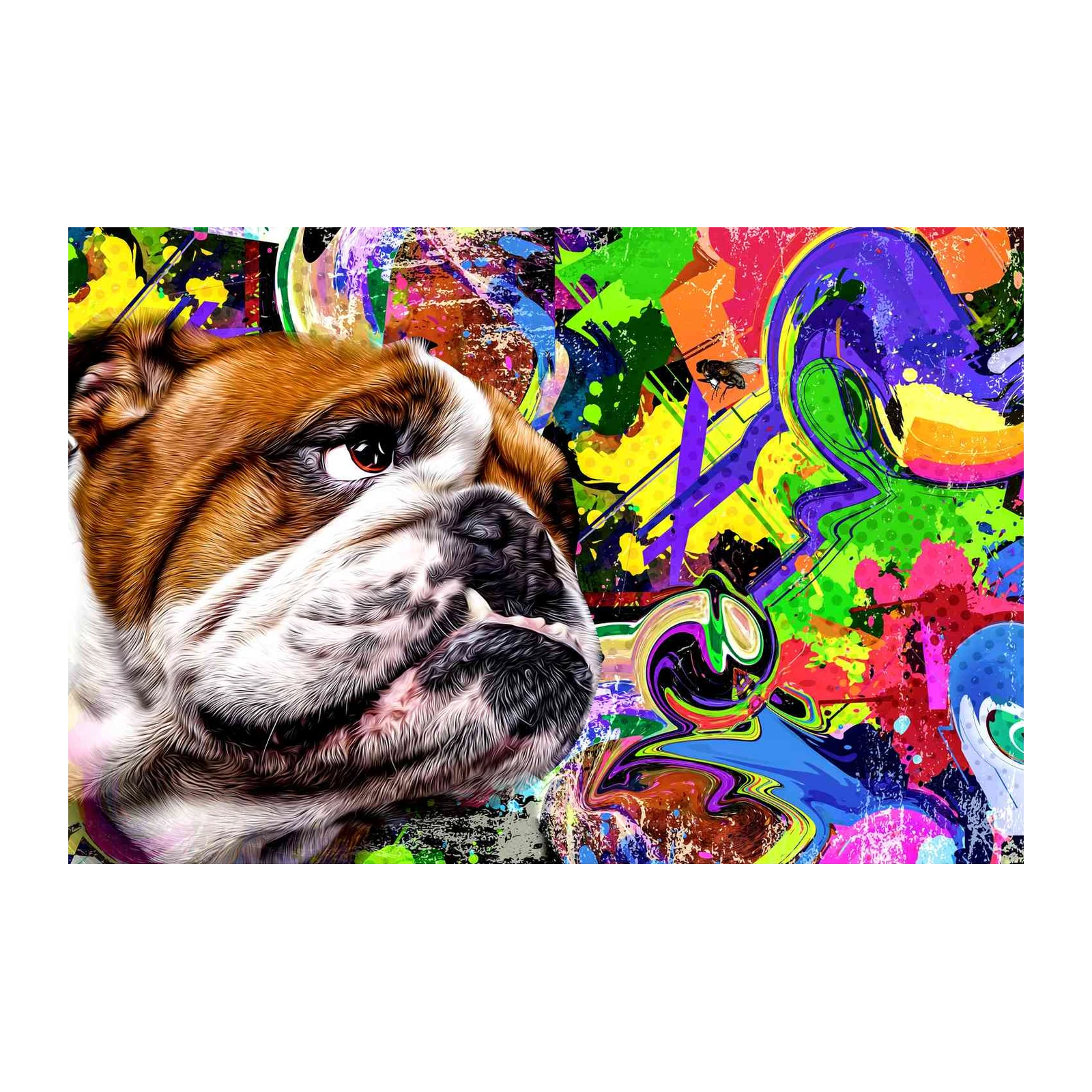 Vibrant Bulldog Graffiti Art Wall Art