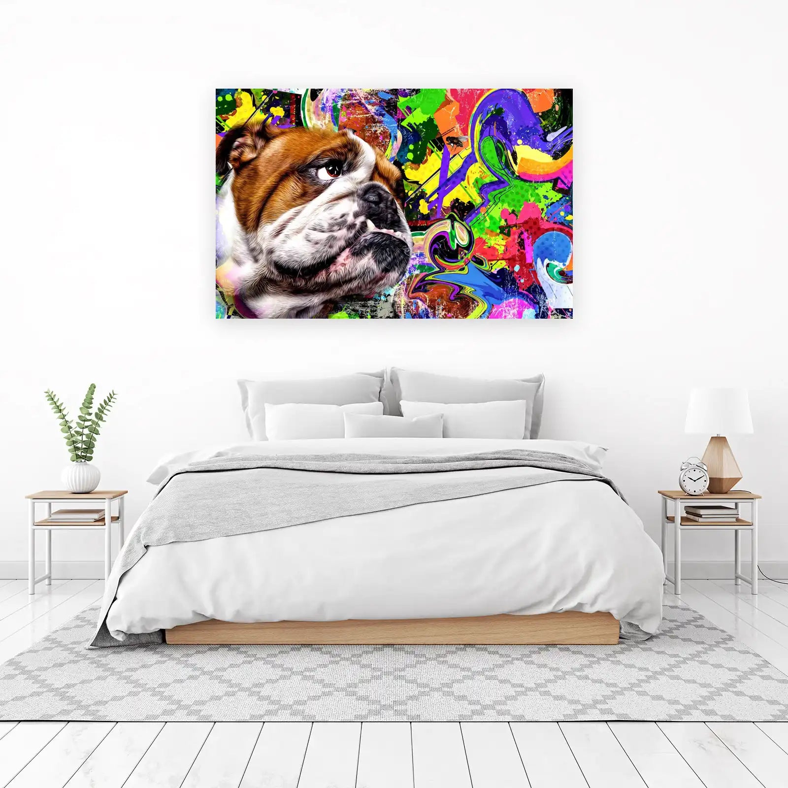 Vibrant Bulldog Graffiti Art Wall Art