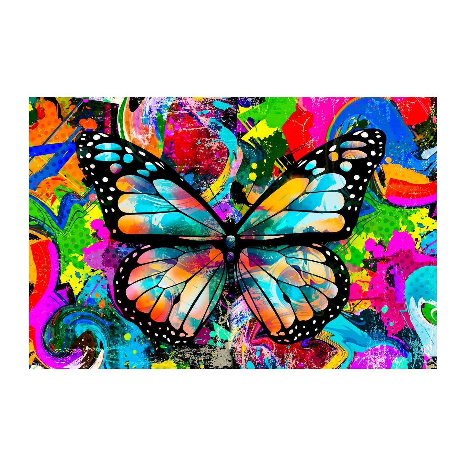 Vibrant Butterfly Graffiti Art Wall Art
