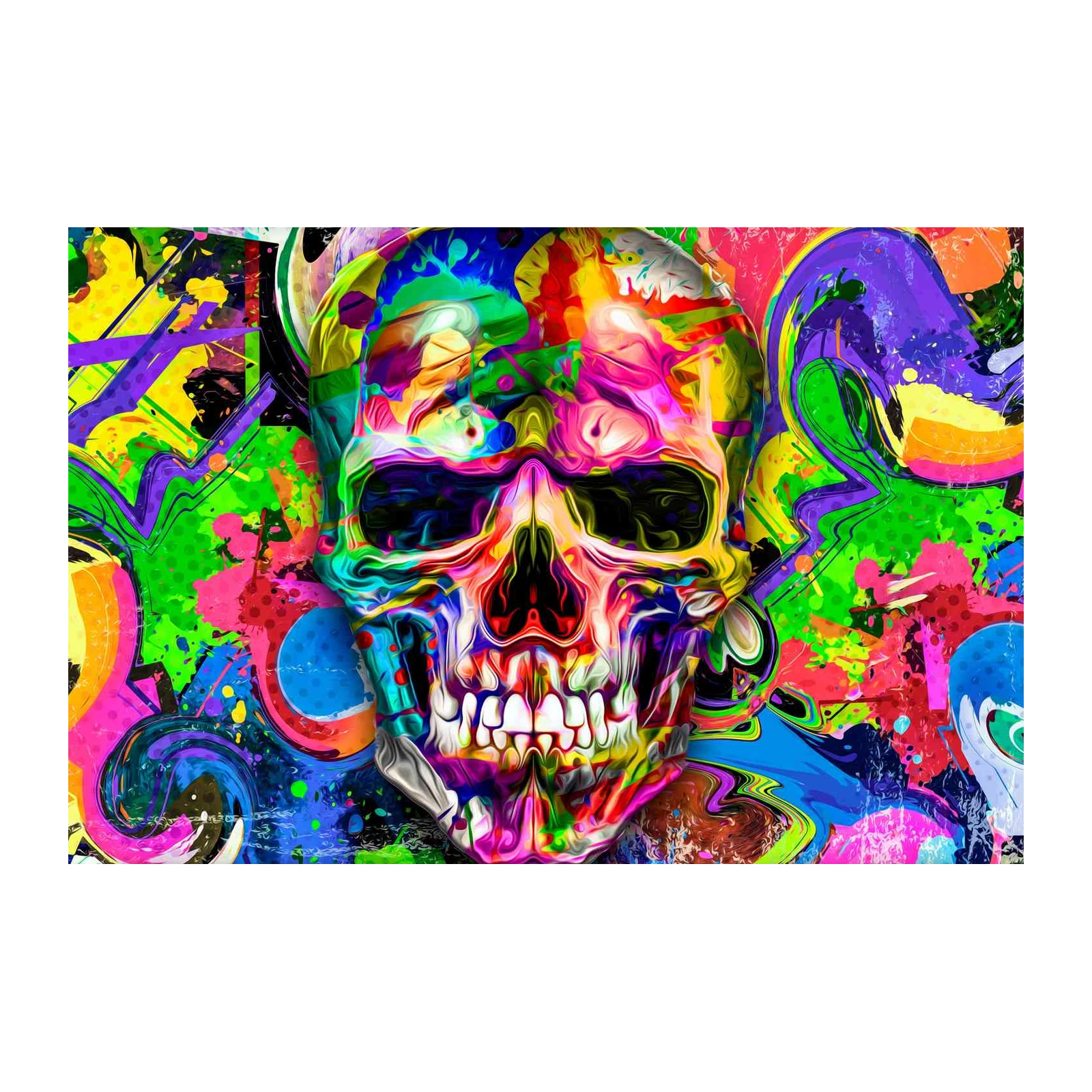 Vibrant Skull Graffiti Art Wall Art