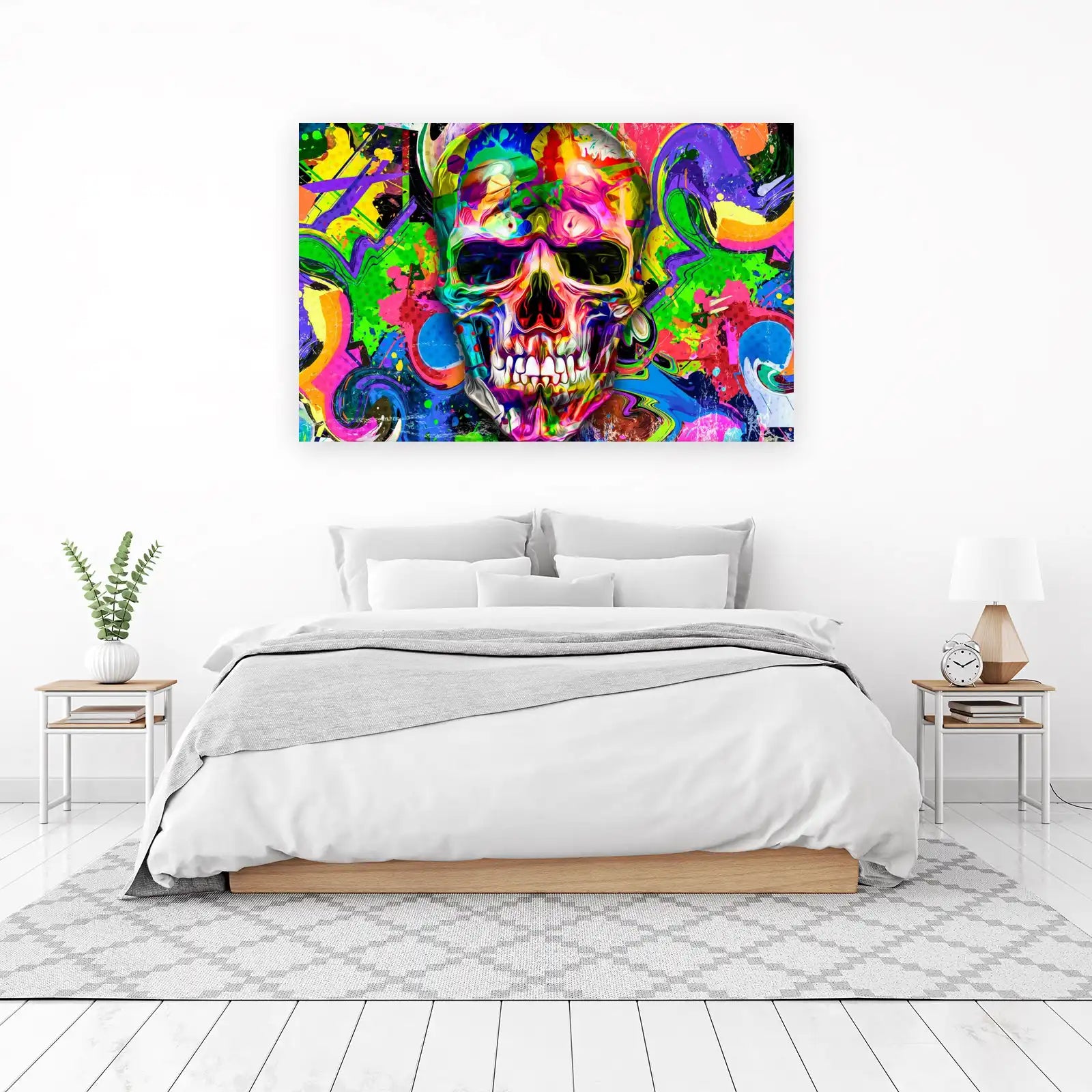 Vibrant Skull Graffiti Art Wall Art