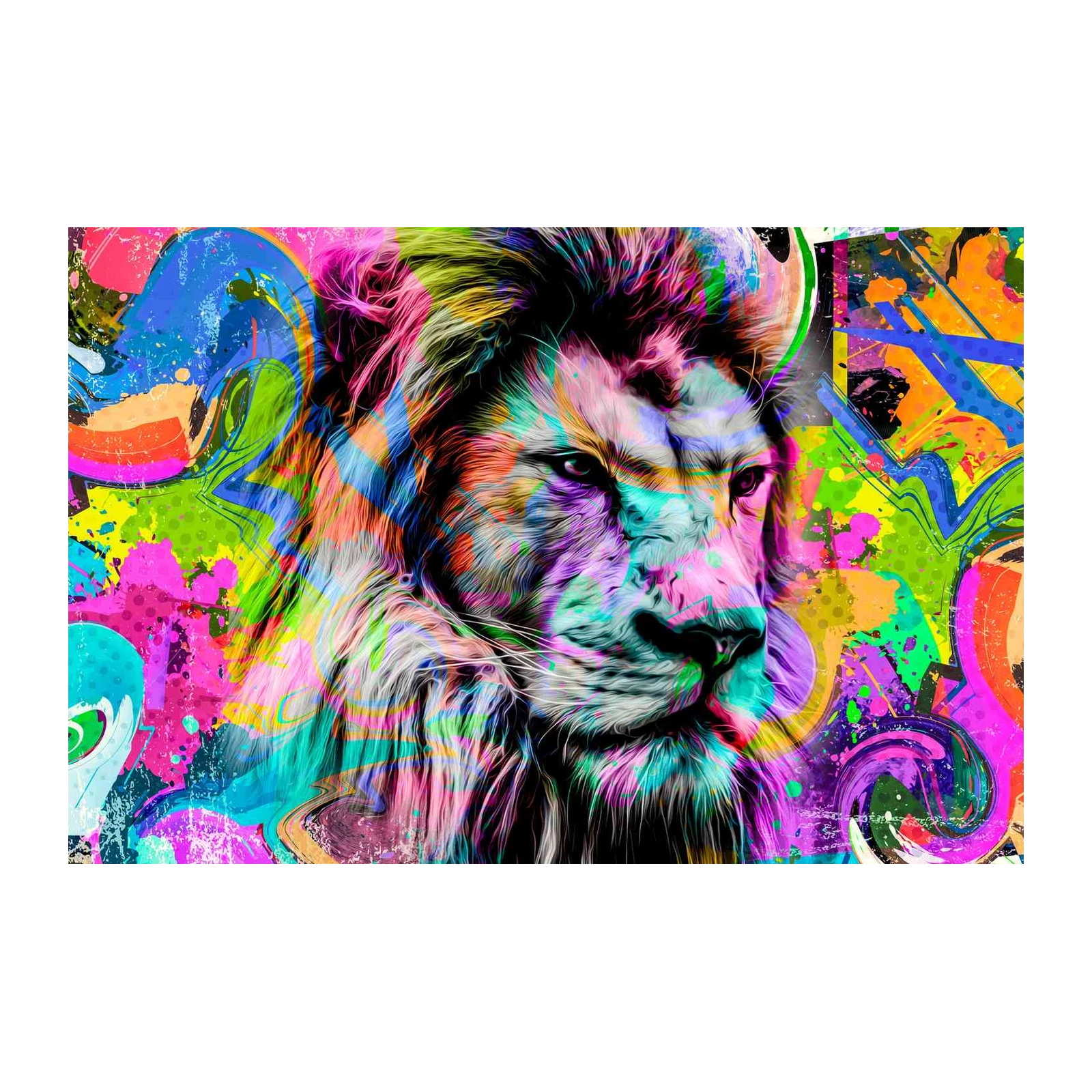 Vibrant Lion Graffiti Pop Art Wall Art