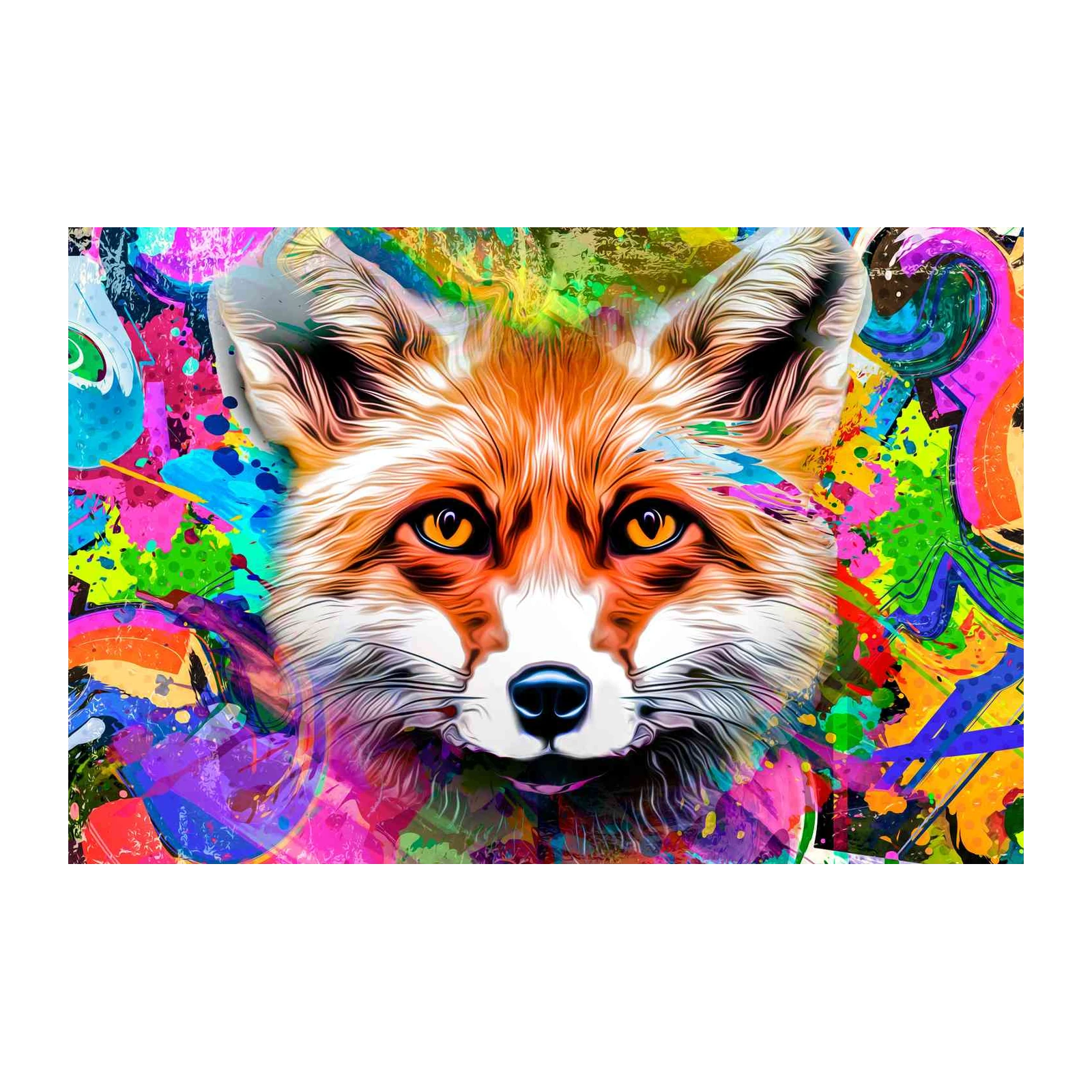Vibrant Fox Graffiti Art Wall Art