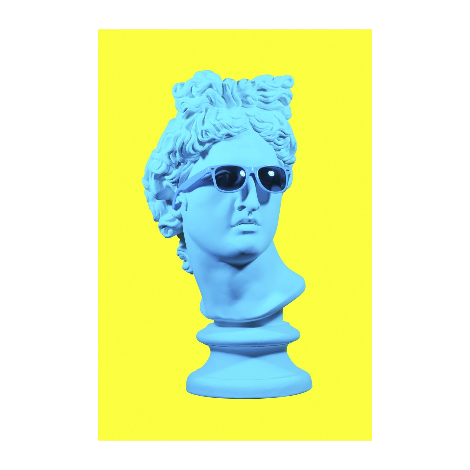 Cool Blue Roman Bust with Sunglasses Wall Art