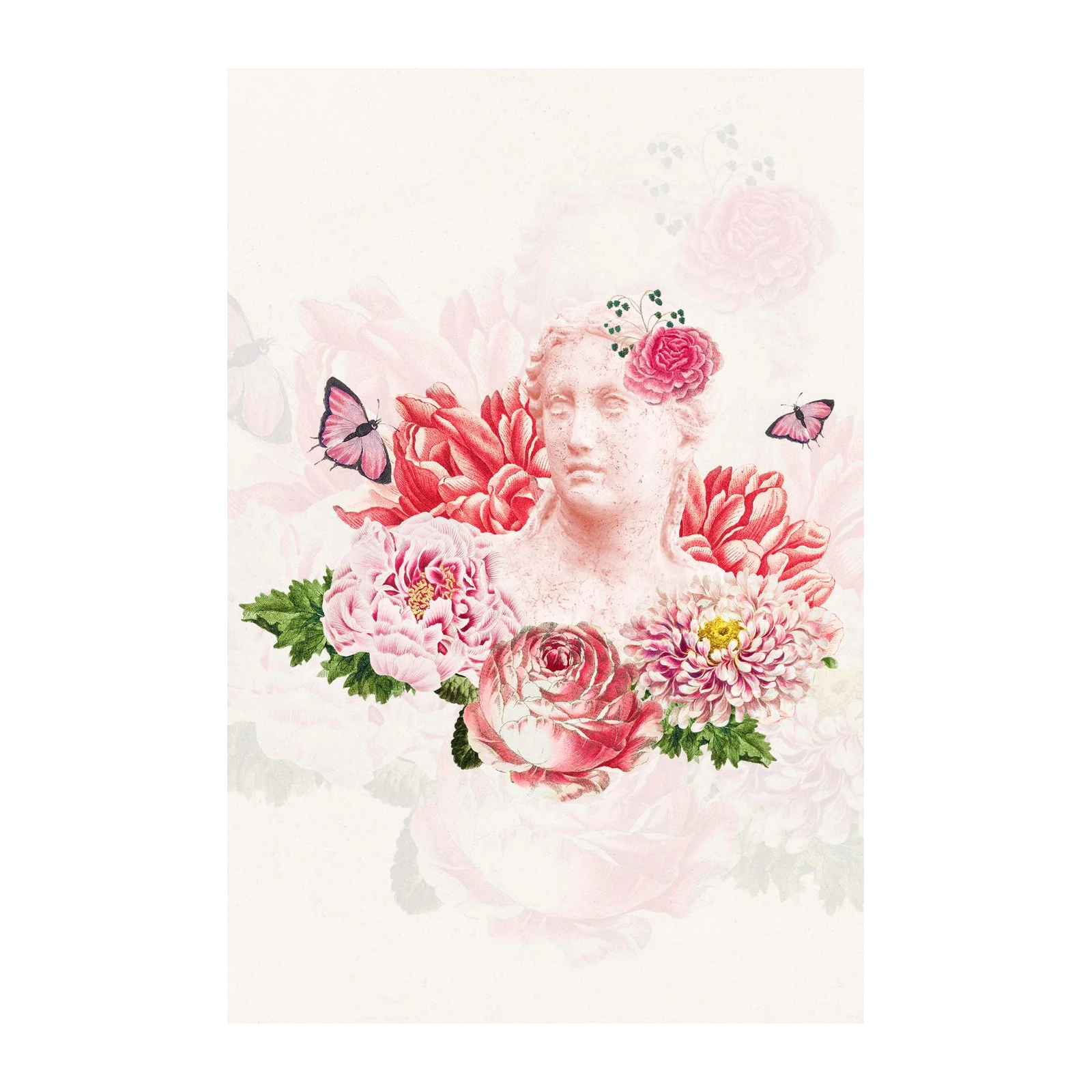Vintage Floral Bust & Butterfly Wall Art