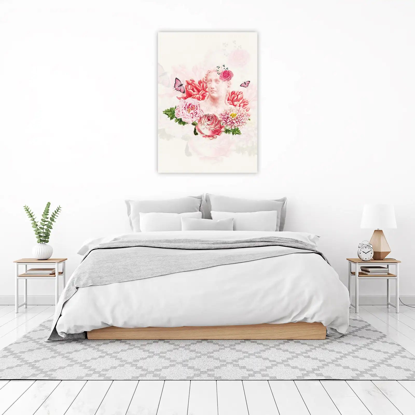 Vintage Floral Bust & Butterfly Wall Art