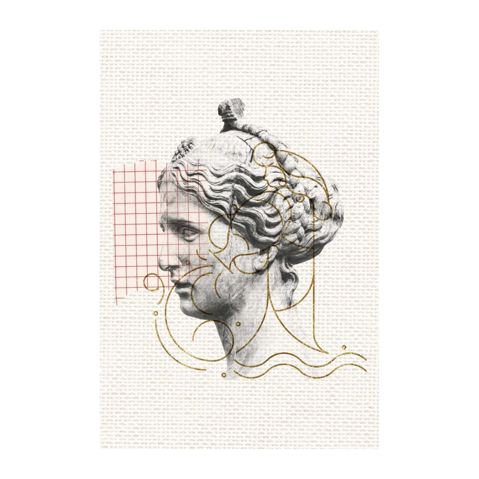 Modern Greek Bust with Gold Accents Wall Art