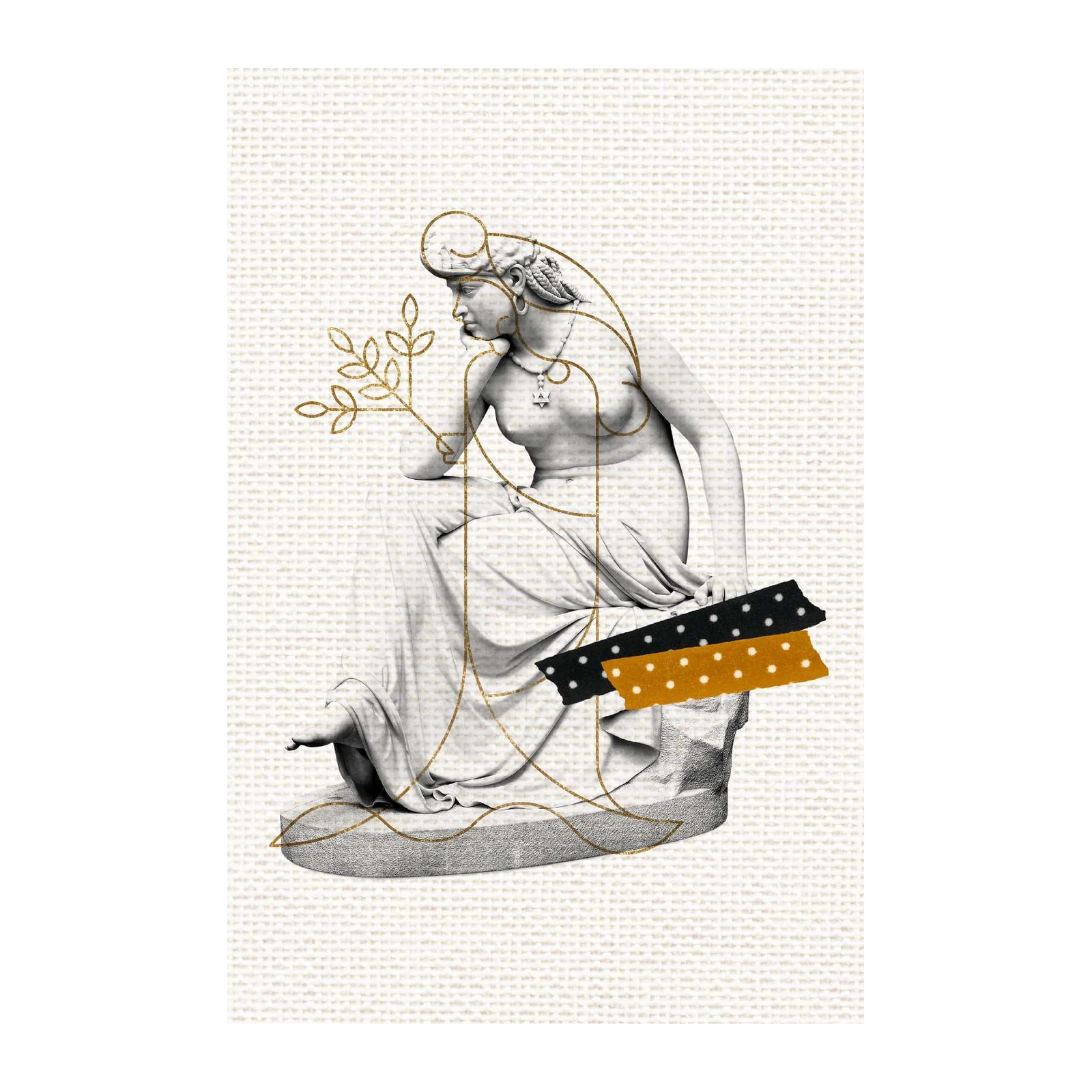 Elegant Goddess Gold Line Art Wall Art